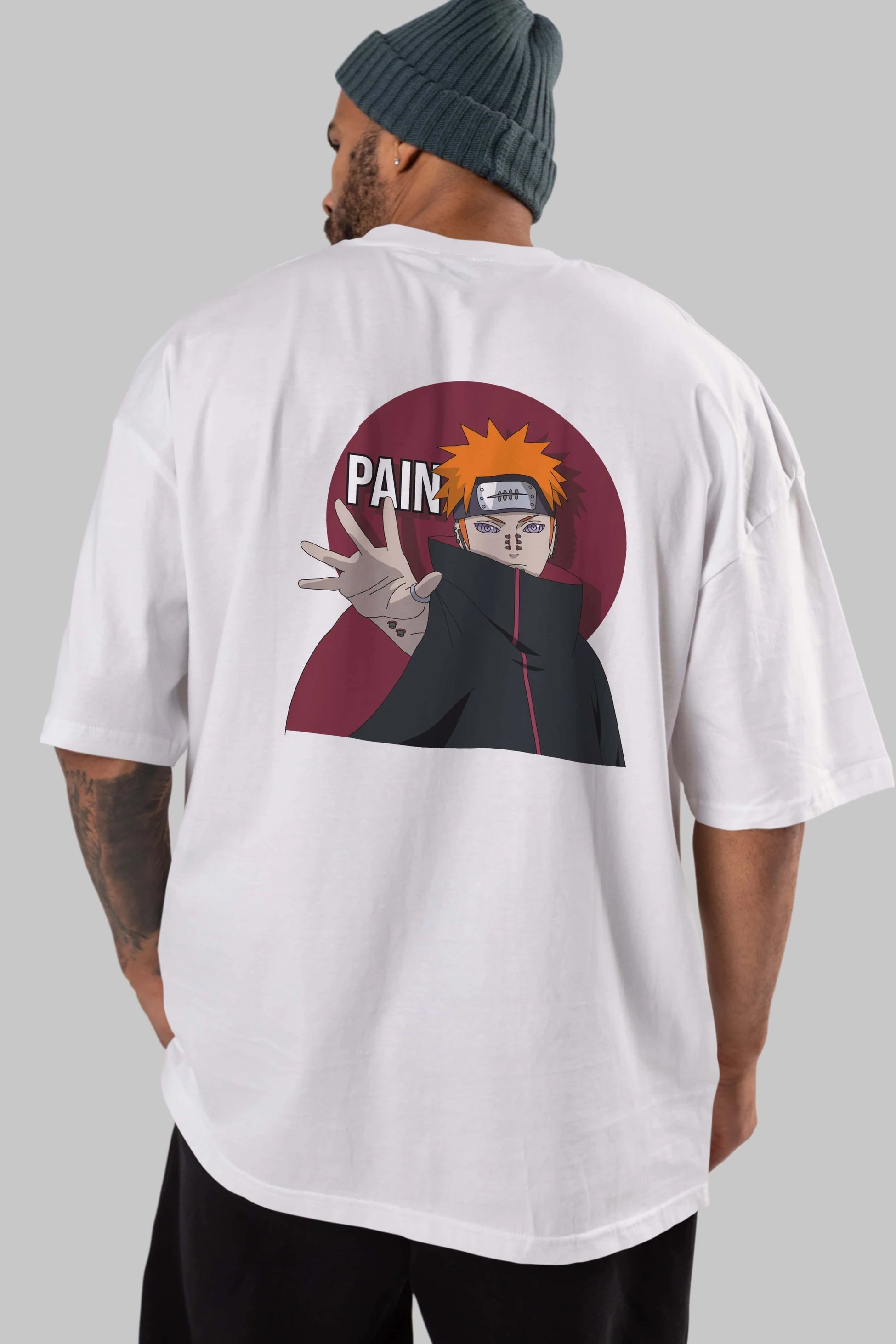 PAIN NARUTO Anime Arka Baskılı Oversize t-shirt Erkek Kadın Unisex