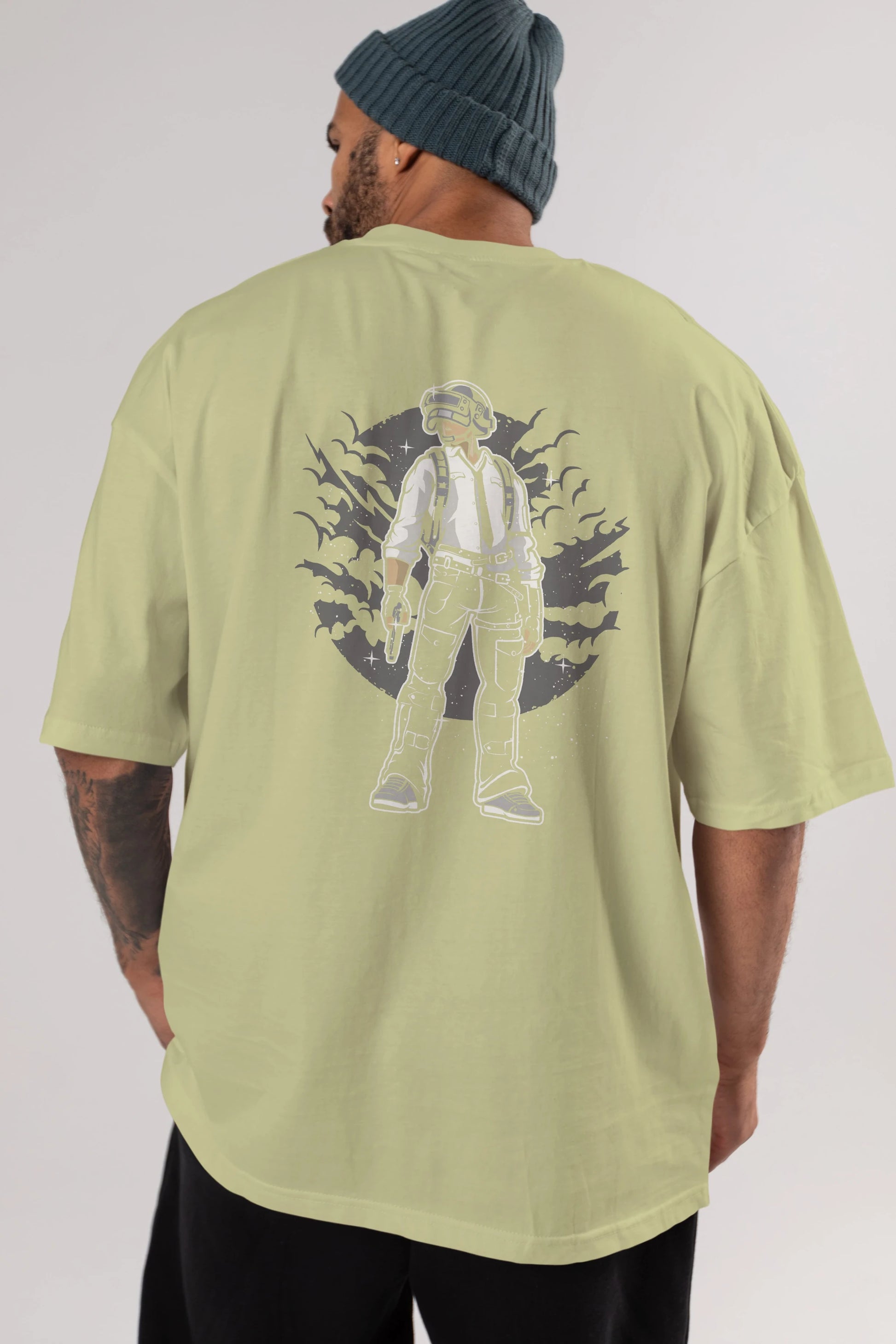 PUBG Arka Baskılı Oversize t-shirt Erkek Kadın Unisex %100 Pamuk