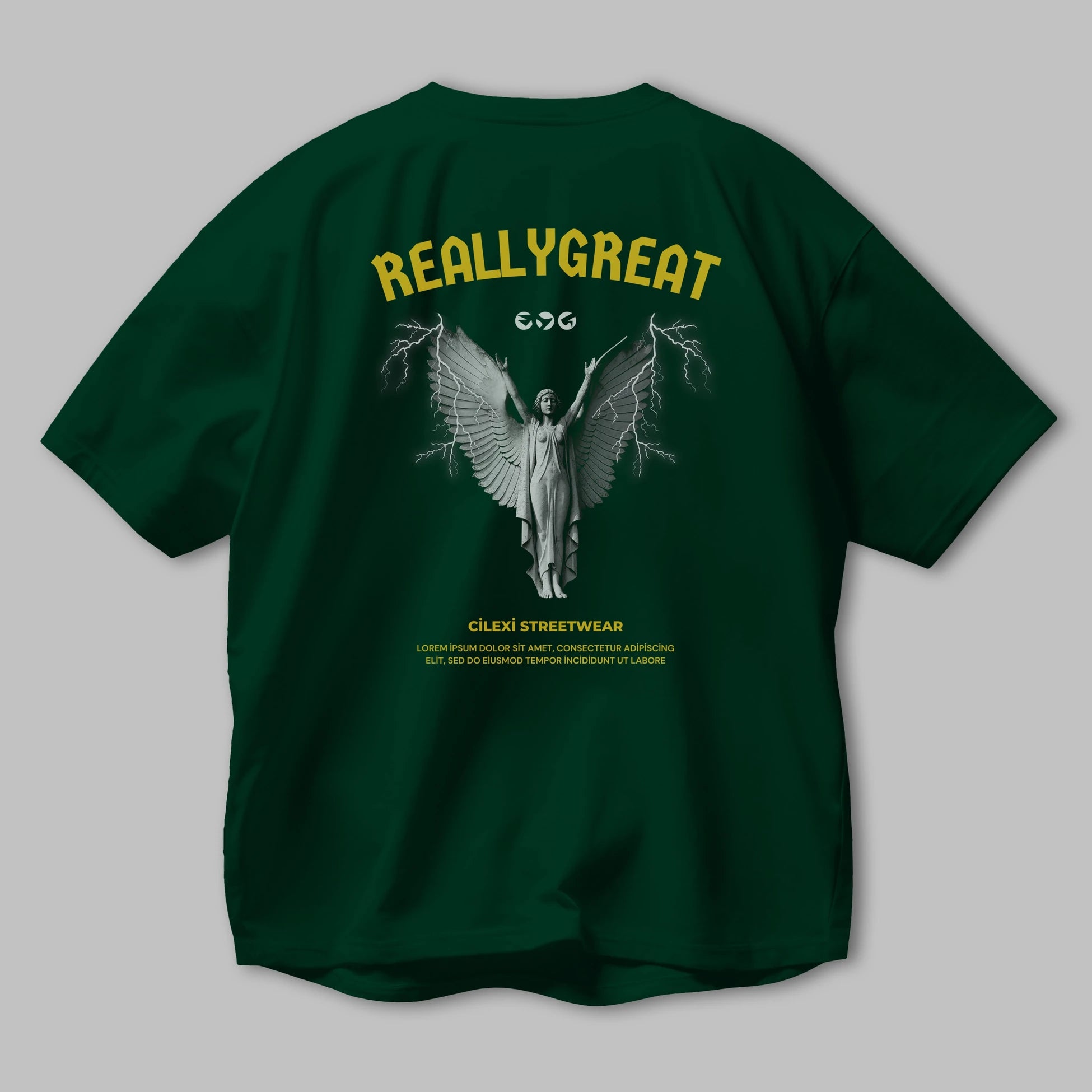 Reallygreat Angel Arka Baskılı Oversize t-shirt Erkek Kadın Unisex