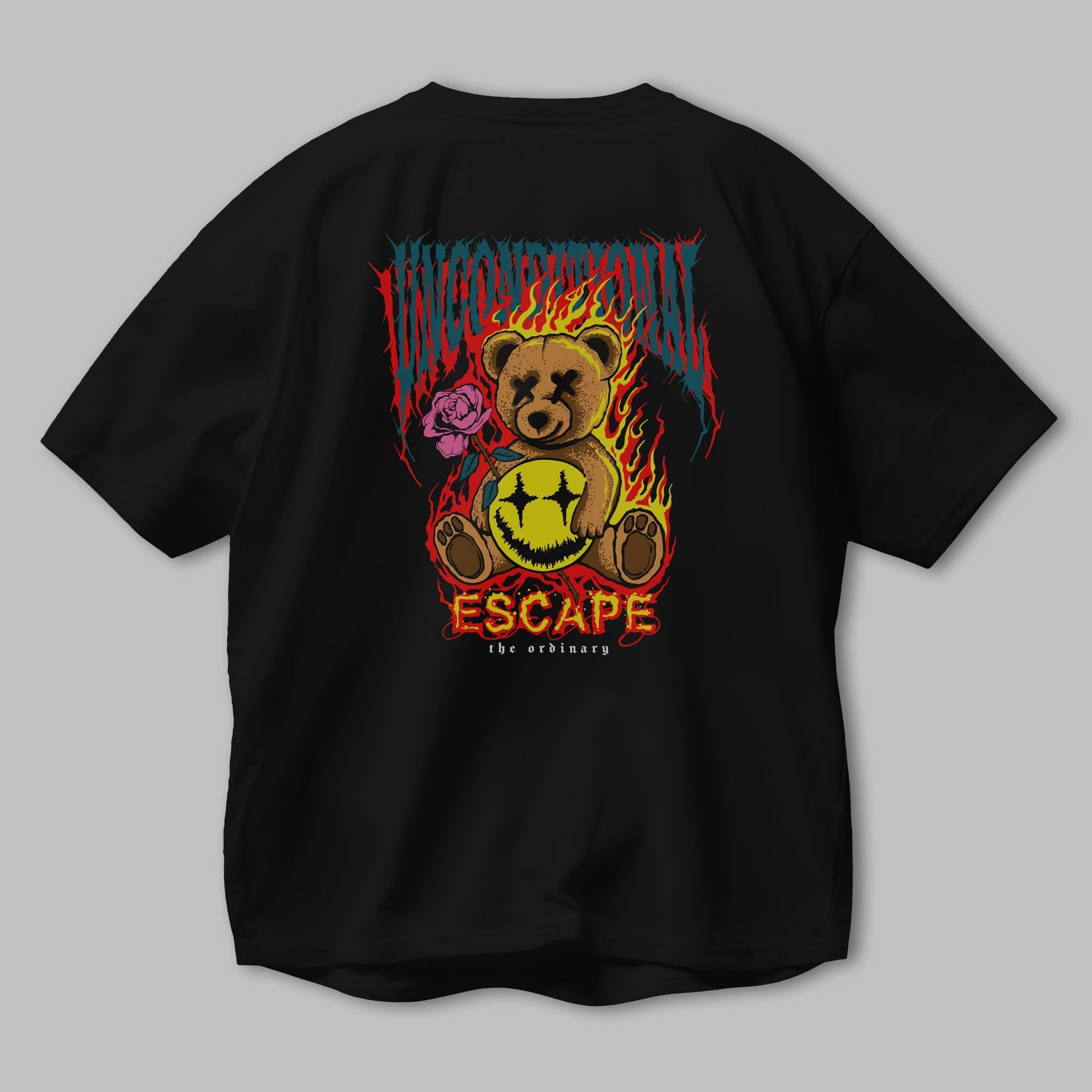 Escape Bear Arka Baskılı Oversize t-shirt Erkek Kadın Unisex