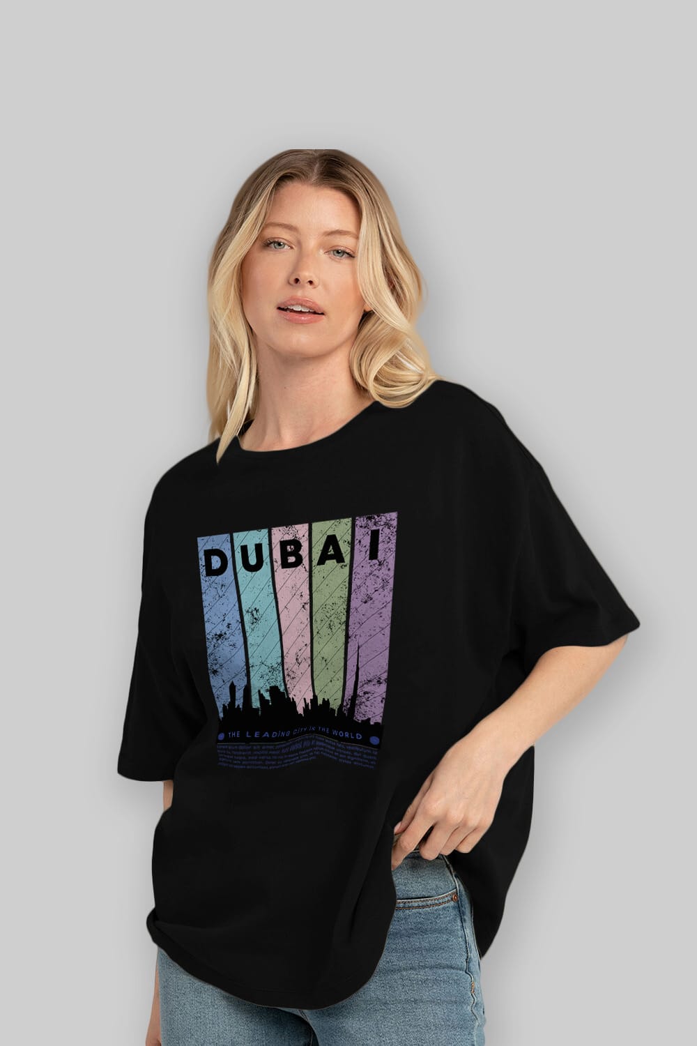 Dubai Yazılı Ön Baskılı Oversize t-shirt Erkek Kadın Unisex
