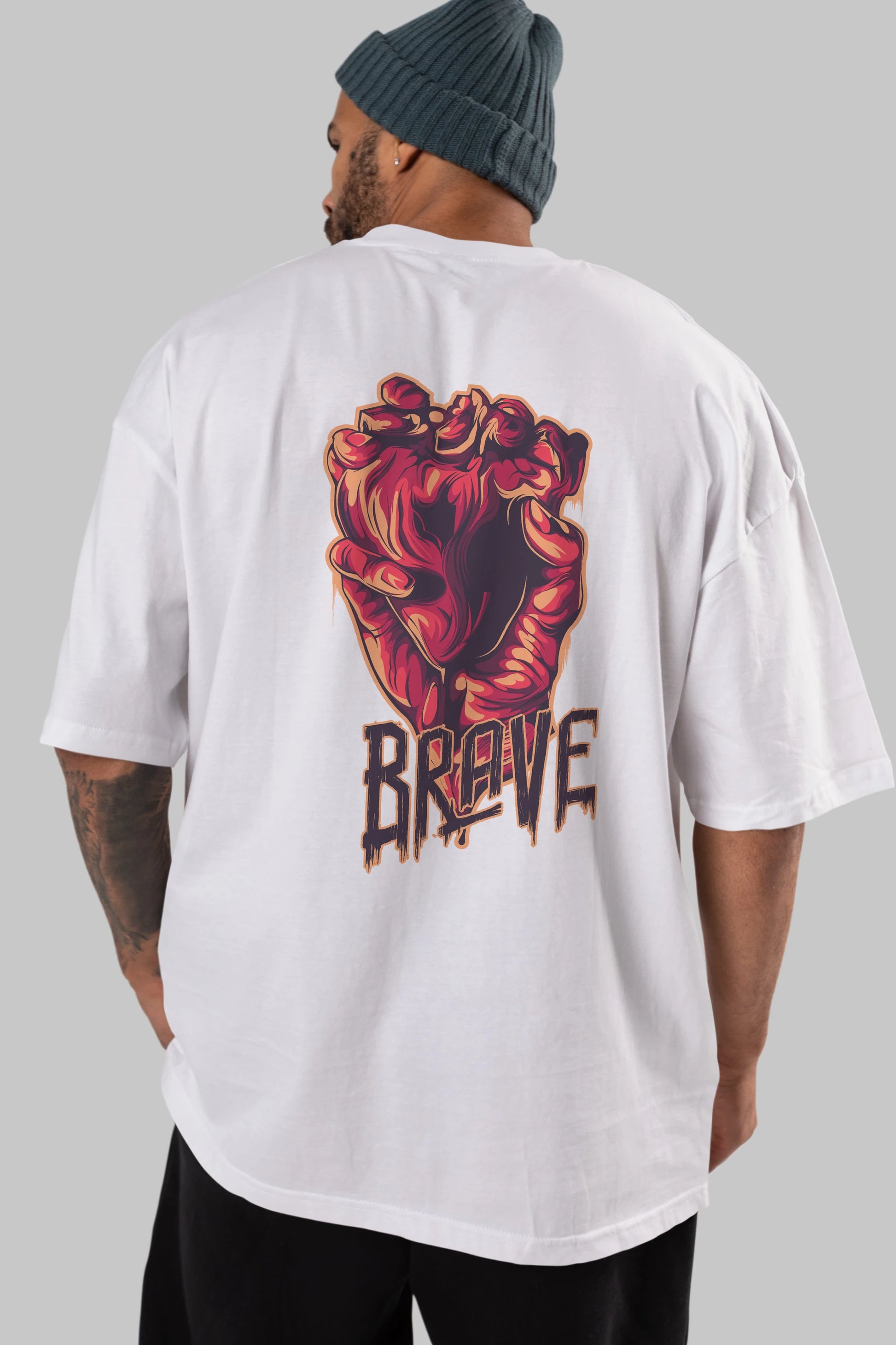 Brave Streetwear Arka Baskılı Oversize t-shirt Erkek Kadın Unisex