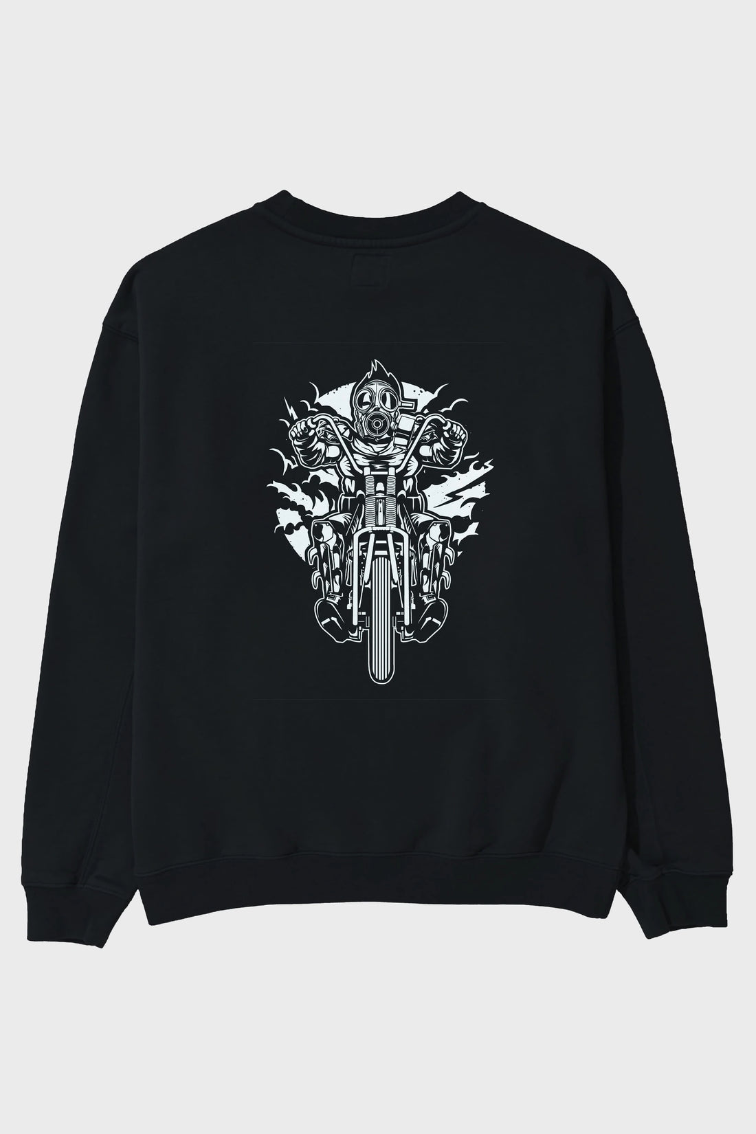 Gasmask Chopper Arka Baskılı Oversize Sweatshirt Erkek Kadın Unisex