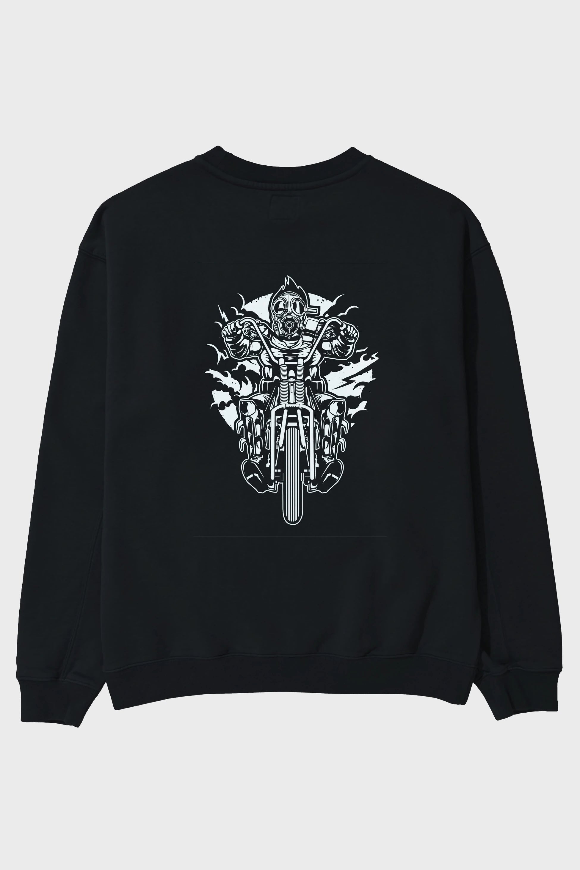 Gasmask Chopper Arka Baskılı Oversize Sweatshirt Erkek Kadın Unisex