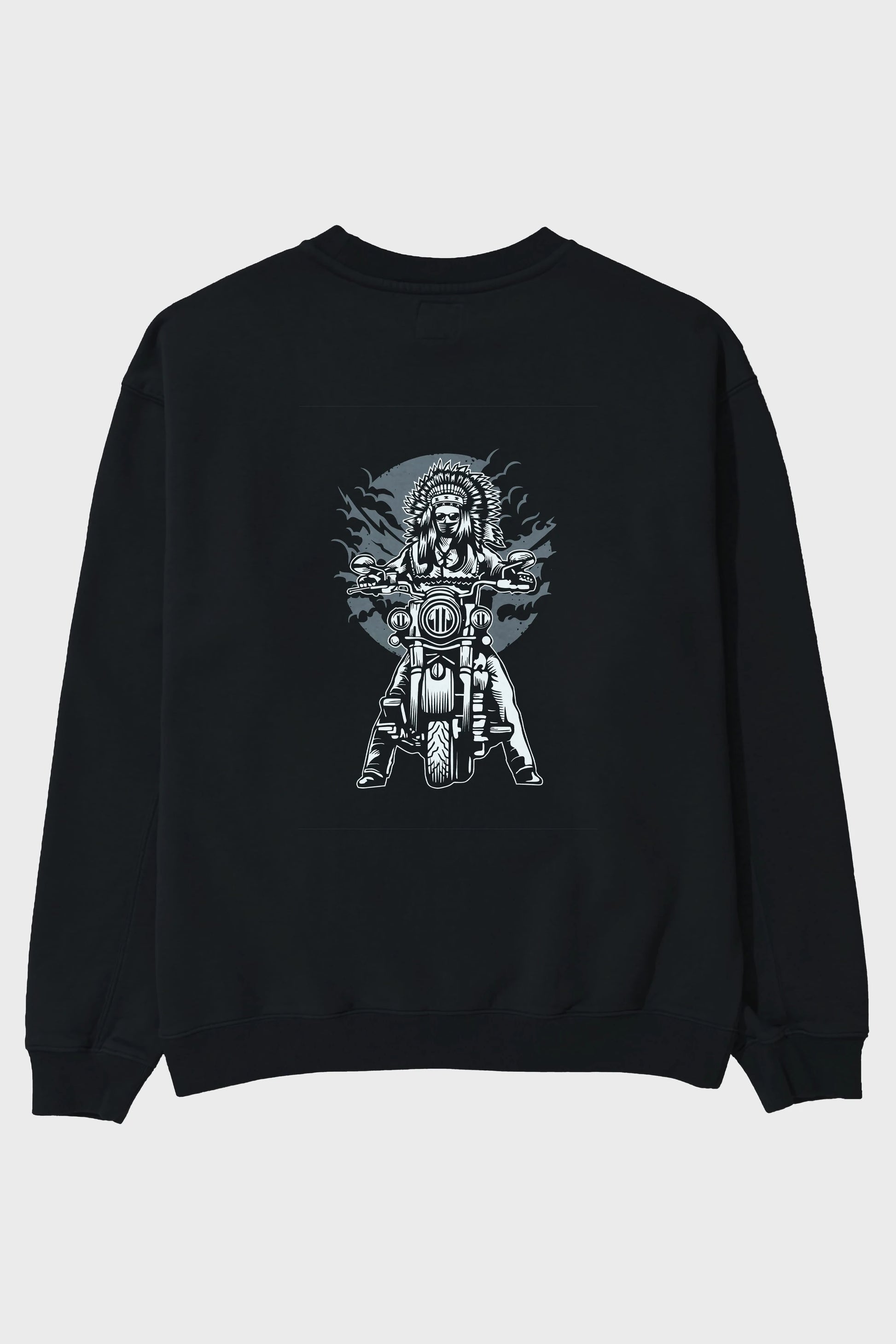 Indian Chief Motorcycle Arka Baskılı Oversize Sweatshirt Erkek Kadın Unisex