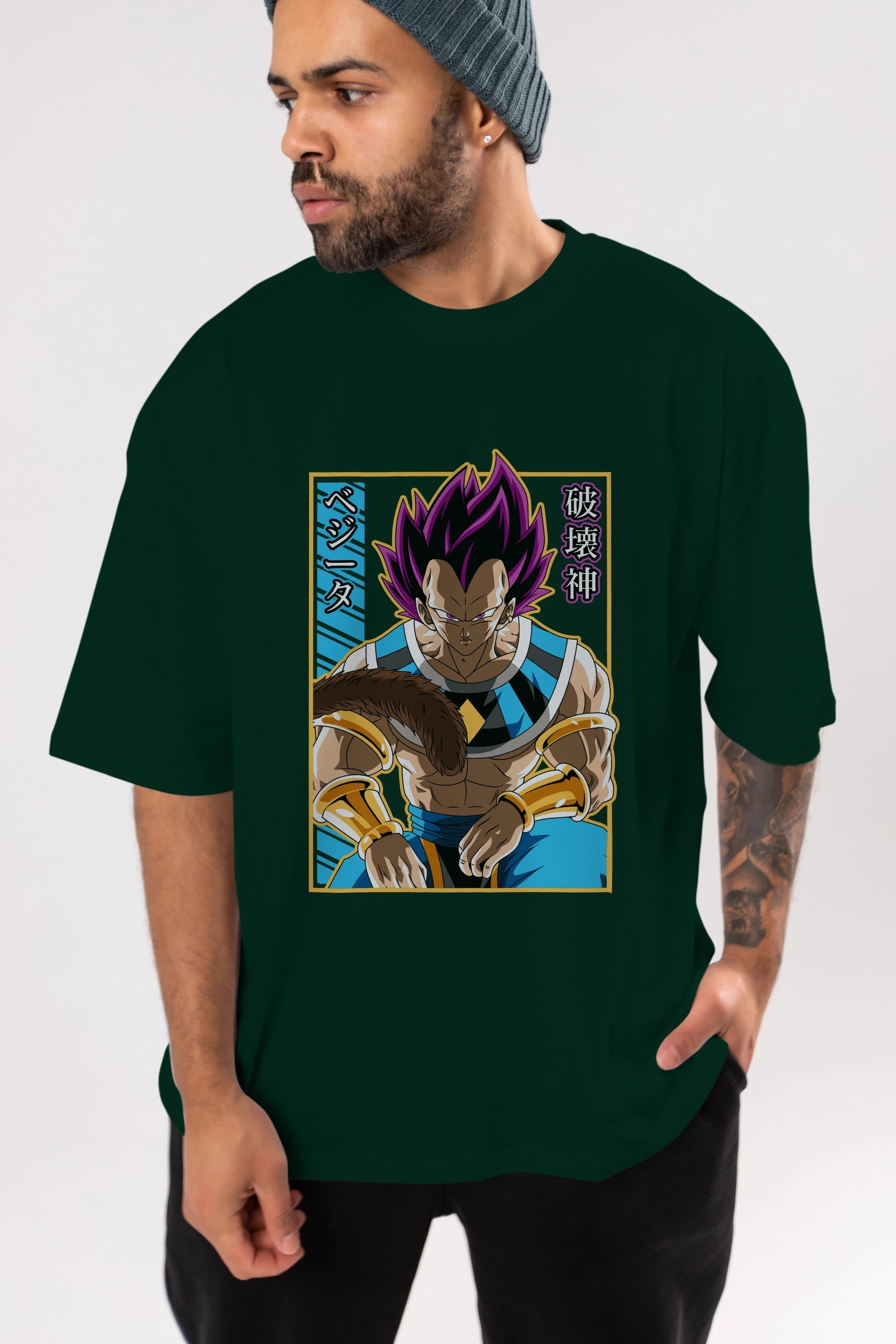 DragonBall VegetaHakaishin Anime Ön Baskılı Oversize t-shirt %100 pamuk Erkek Kadın Unisex