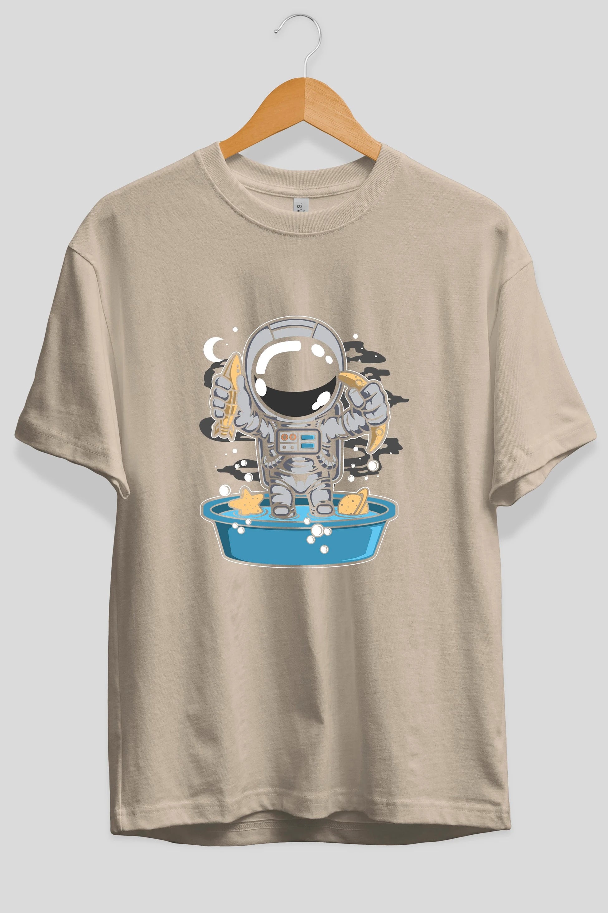 Astronaut Bath Tub Ön Baskılı Oversize t-shirt Erkek Kadın Unisex