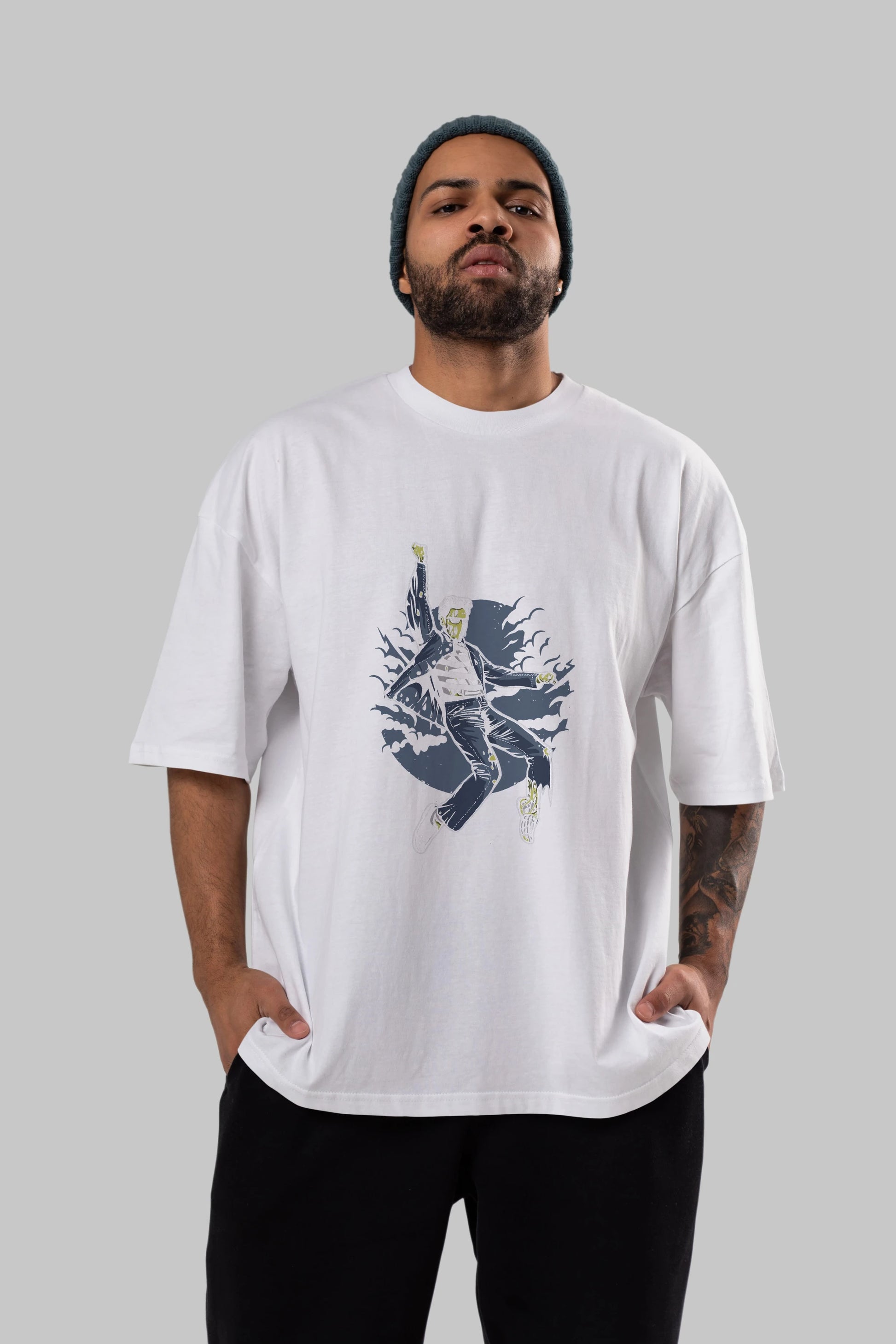 Zombie King Ön Baskılı Oversize t-shirt Erkek Kadın Unisex %100 Pamuk tişort