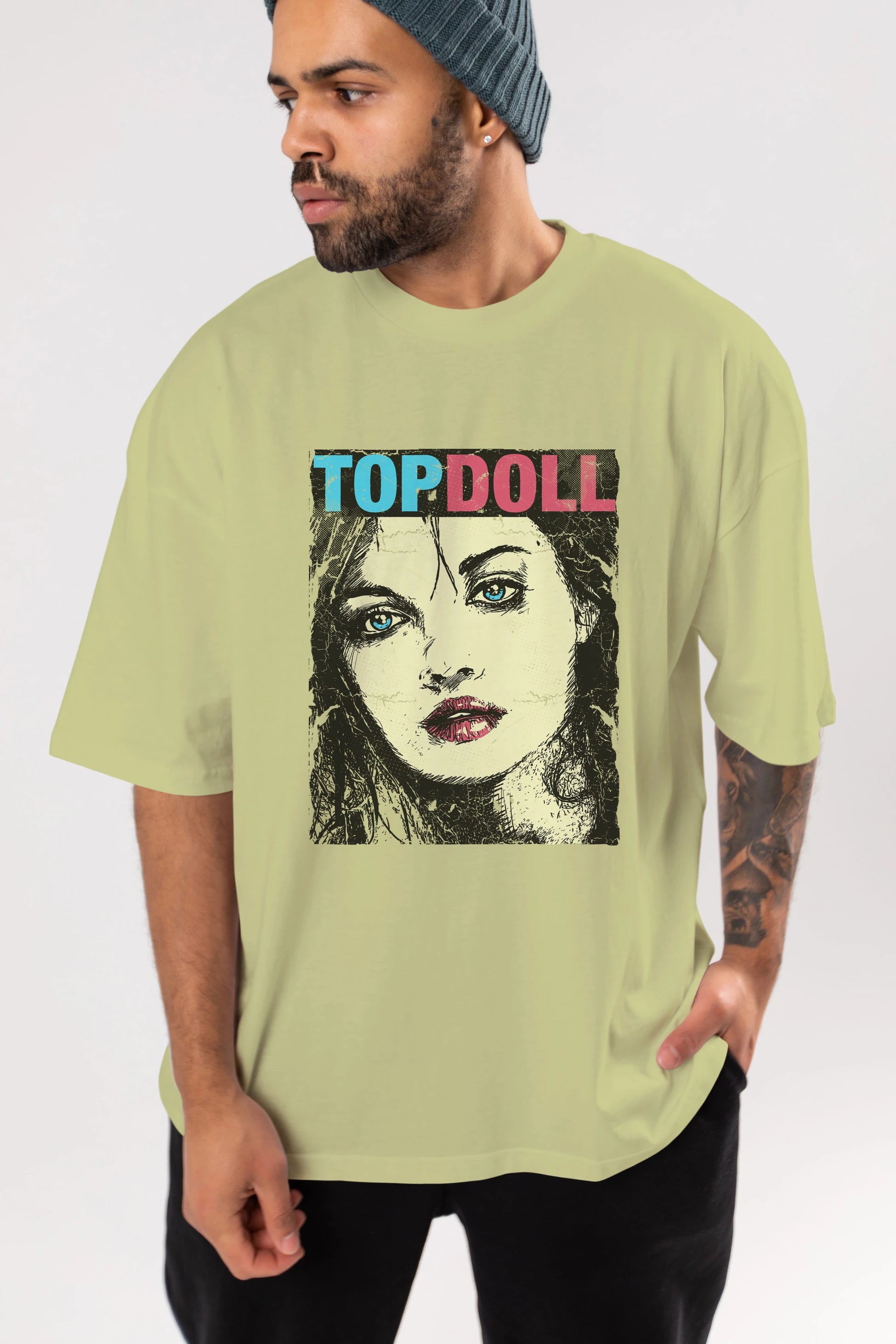 Topdoll Streetwear Ön Baskılı Oversize t-shirt Erkek Kadın Unisex