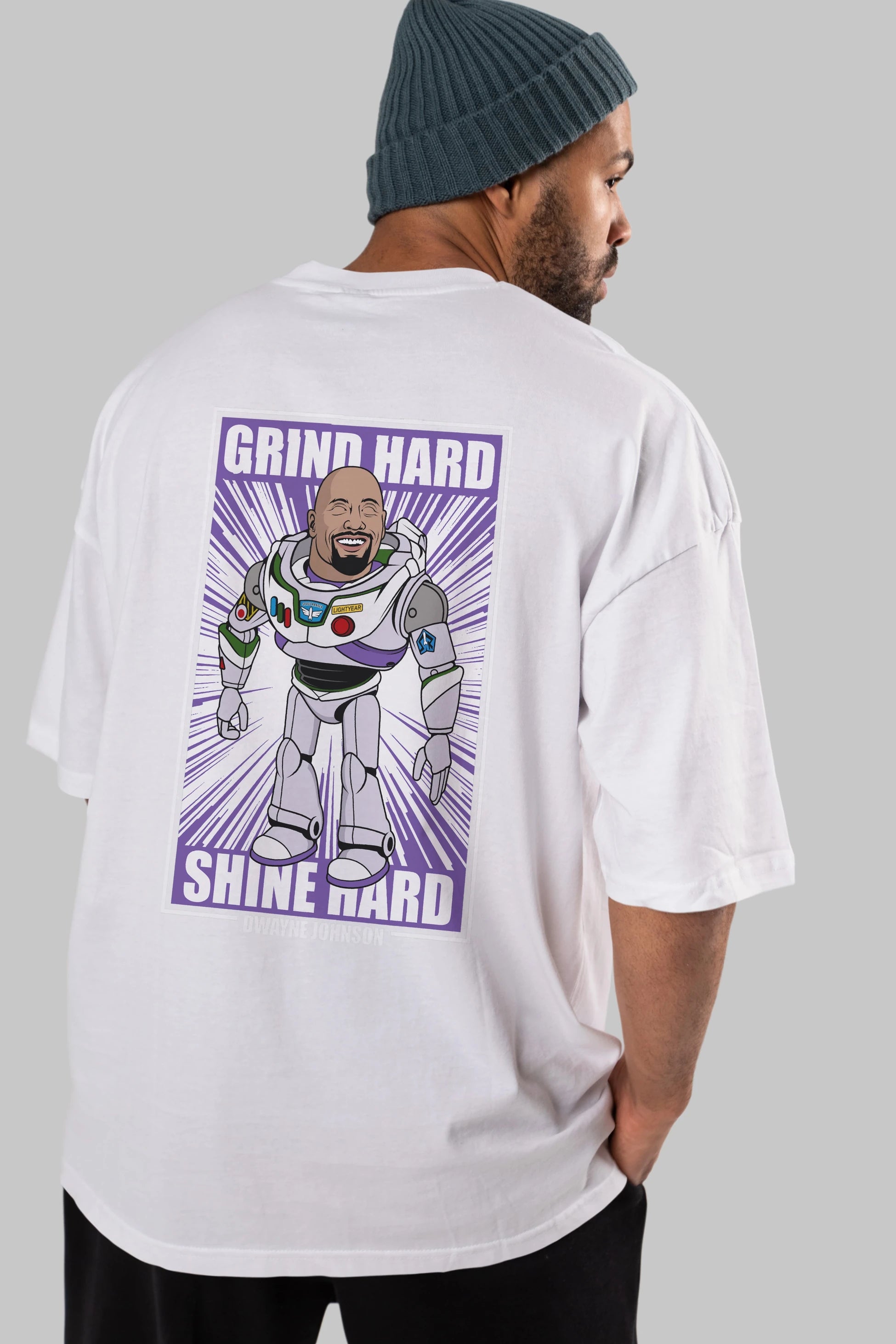 Dwayne Johnson Buzz Lightyear Arka Baskılı Oversize t-shirt Erkek Kadın Unisex %100 Pamuk tişort