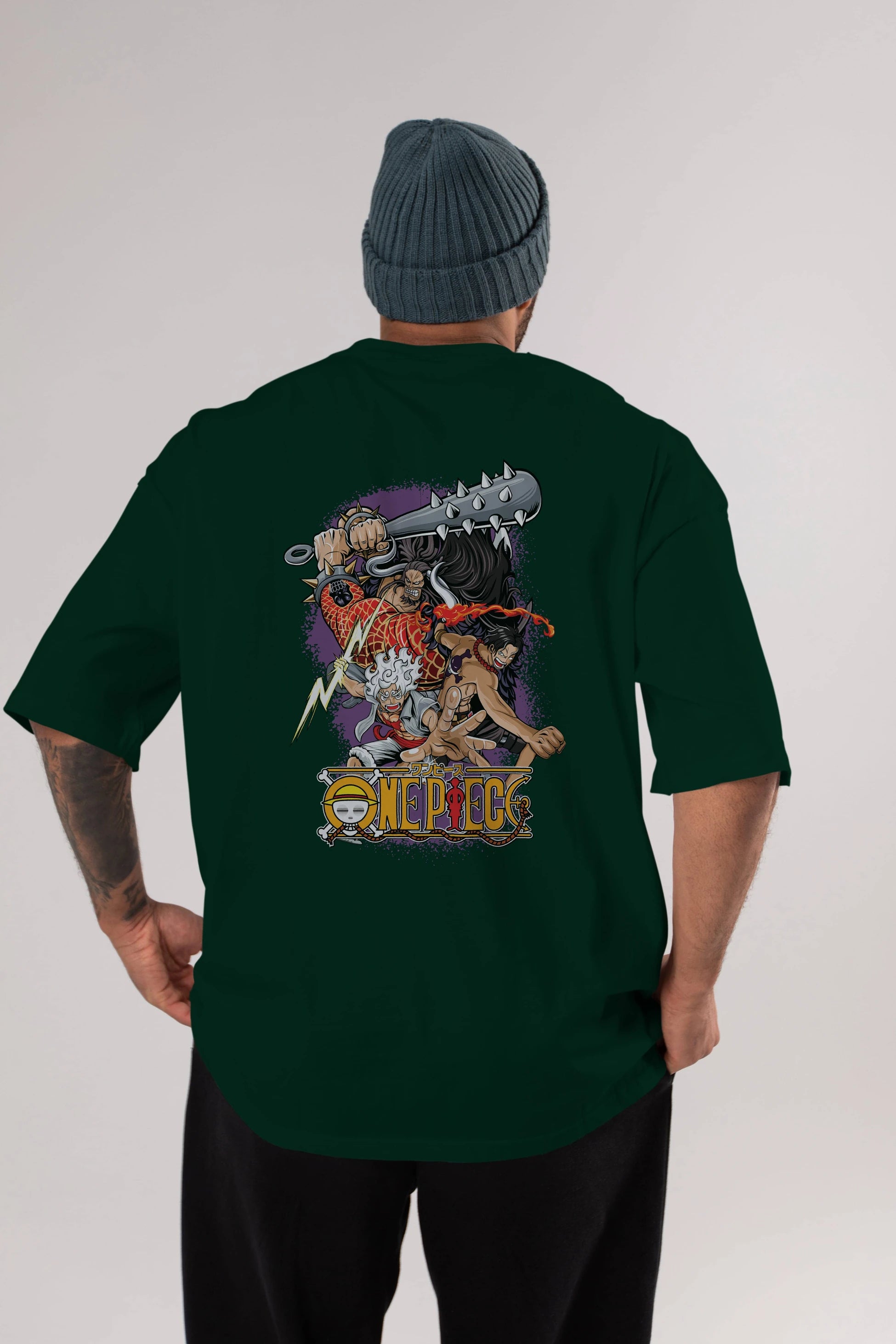 ONE PIECE (6) Anime Arka Baskılı Oversize t-shirt Erkek Kadın Unisex