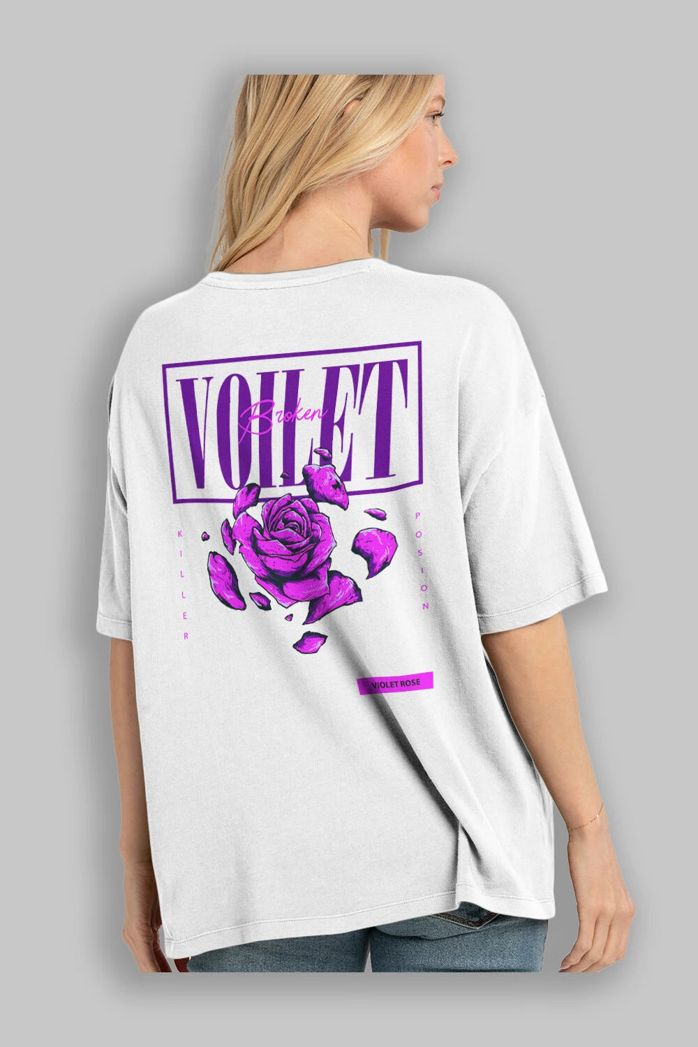 Voilet Broken Arka Baskılı Oversize t-shirt Erkek Kadın Unisex
