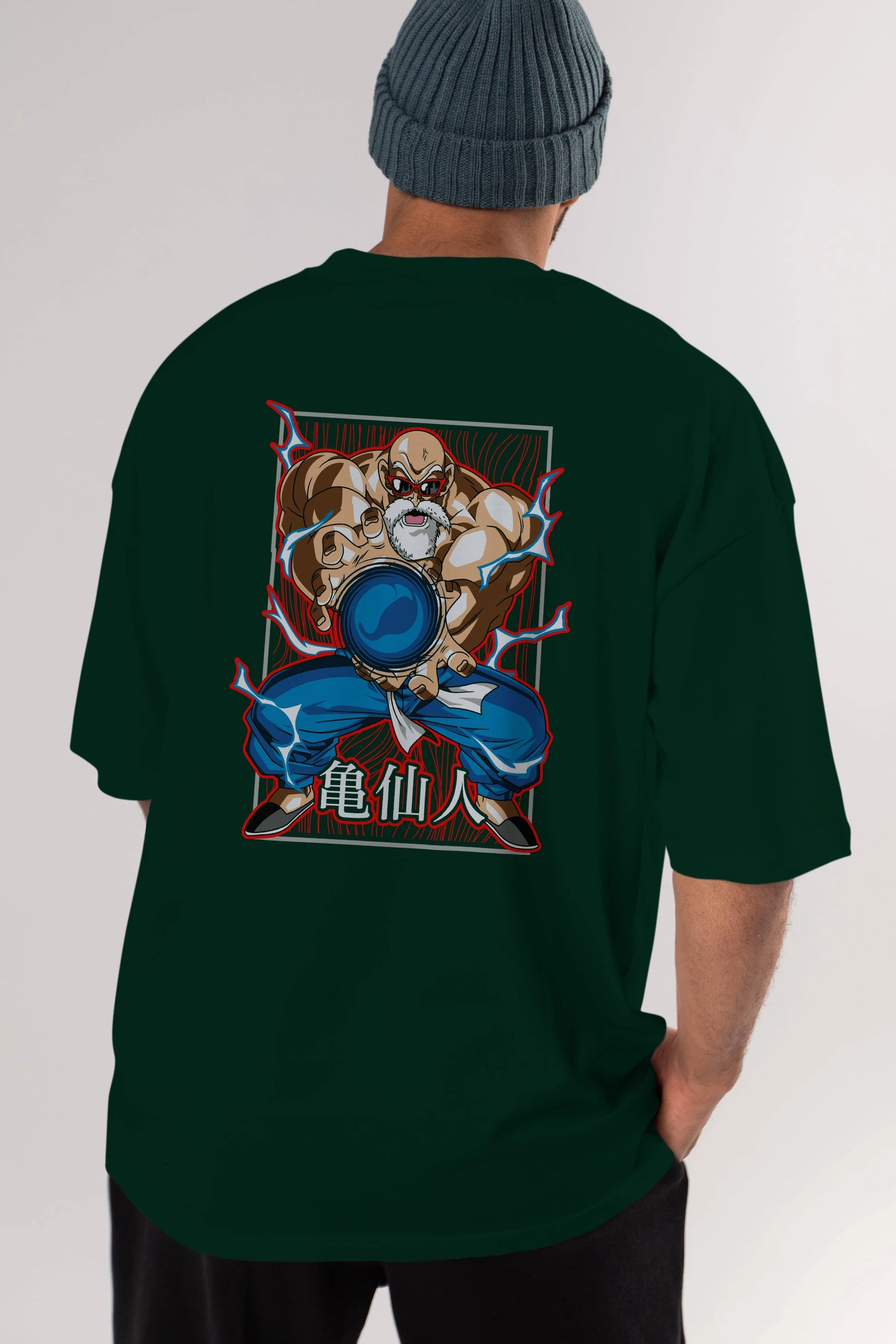DragonBall MaestroRoshi Anime Arka Baskılı Oversize t-shirt Erkek Kadın Unisex