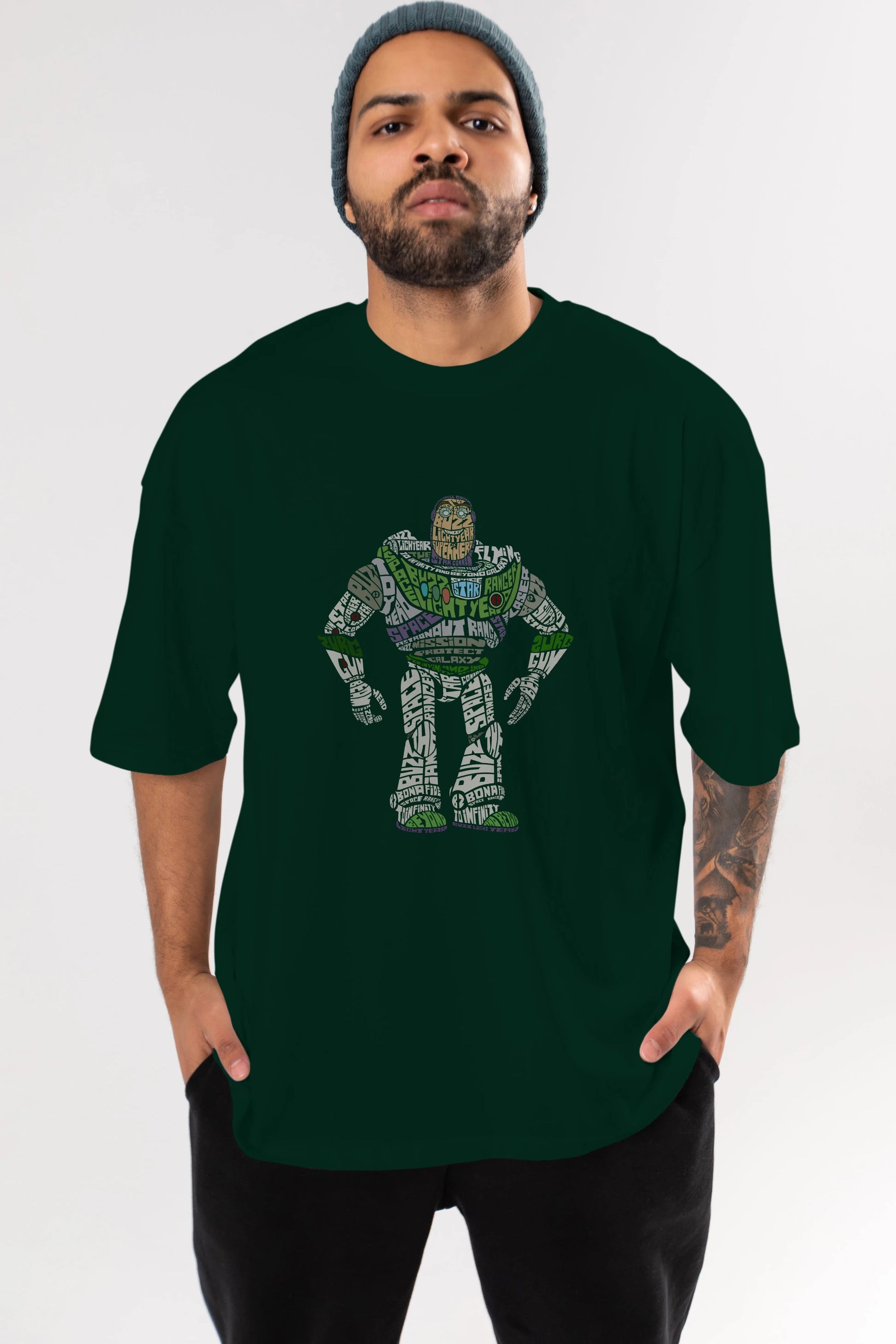 Buzz Ön Baskılı Oversize t-shirt %100 pamuk Erkek Kadın Unisex