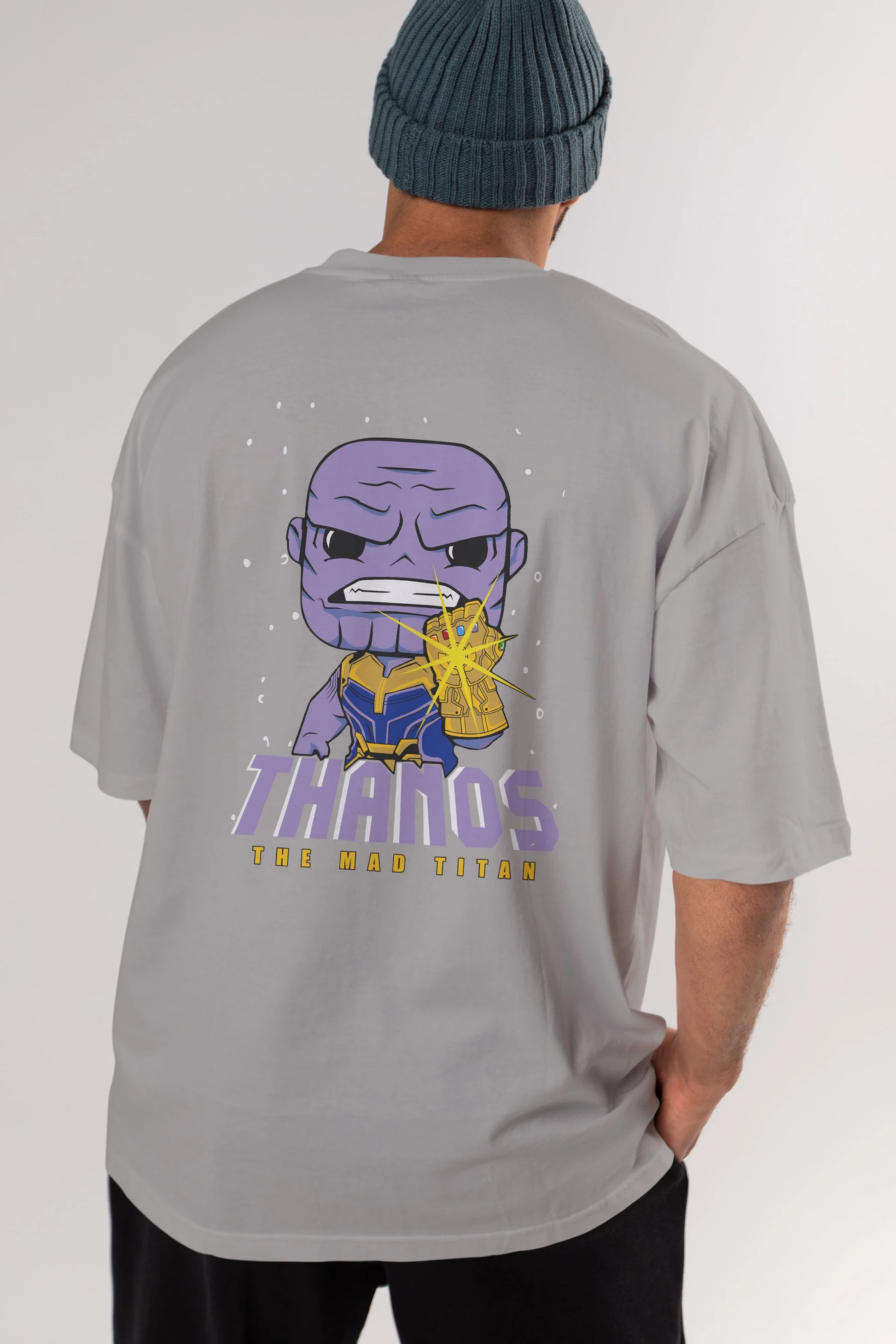 Thanos (1) Arka Baskılı Oversize t-shirt Erkek Kadın Unisex %100 Pamuk Bisiklet Yaka tişort