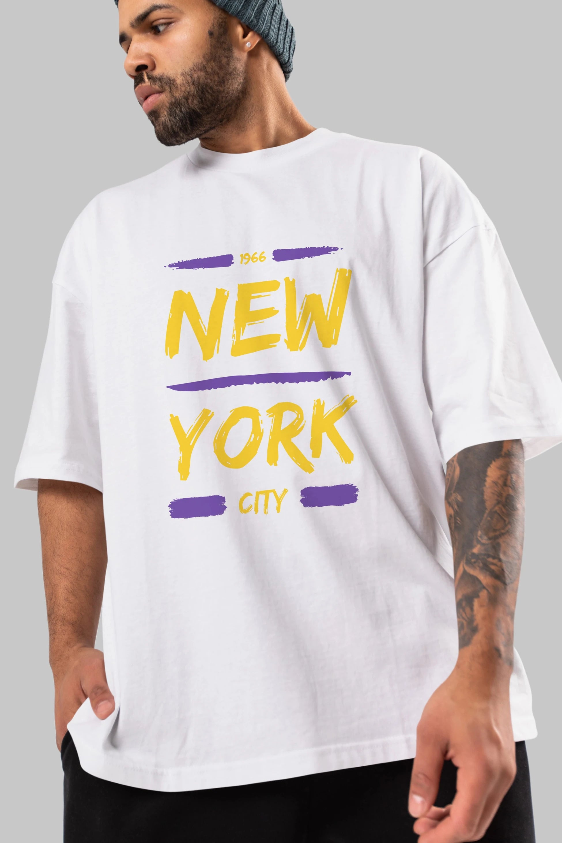 New York City 2 Ön Baskılı Oversize t-shirt Erkek Kadın Unisex