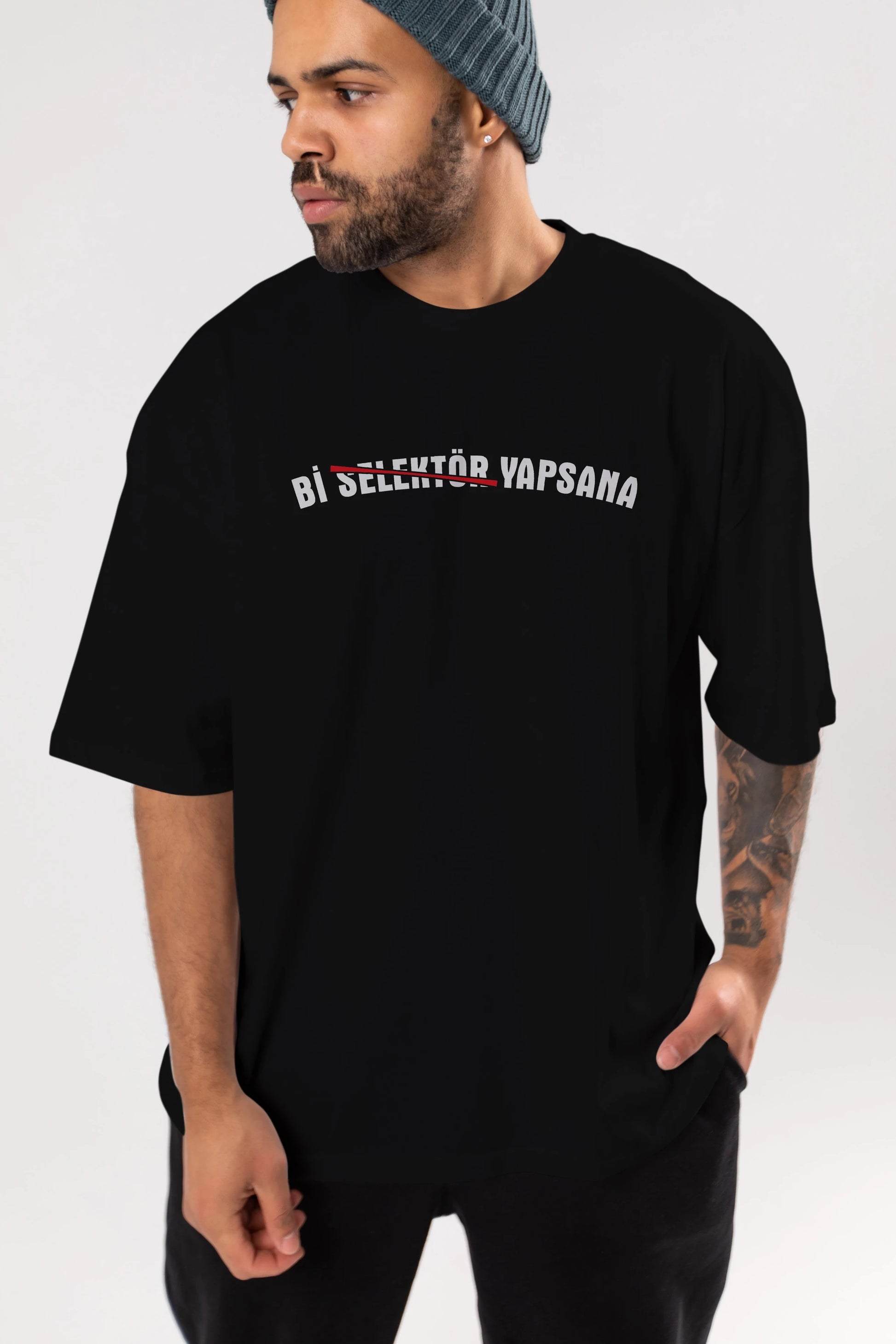 Bi Selektör Yapsana Ön Baskılı Oversize t-shirt %100 pamuk Erkek Kadın Unisex