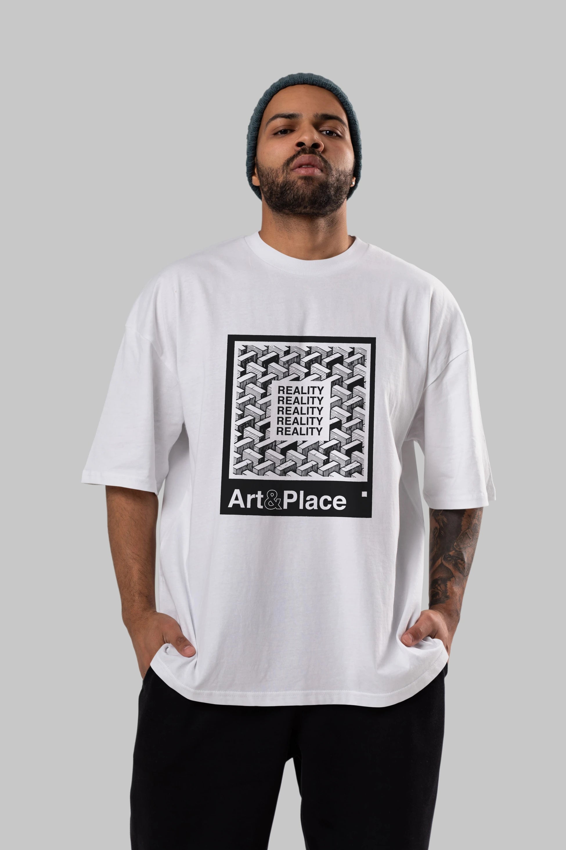 Reality Ön Baskılı Oversize t-shirt Erkek Kadın Unisex