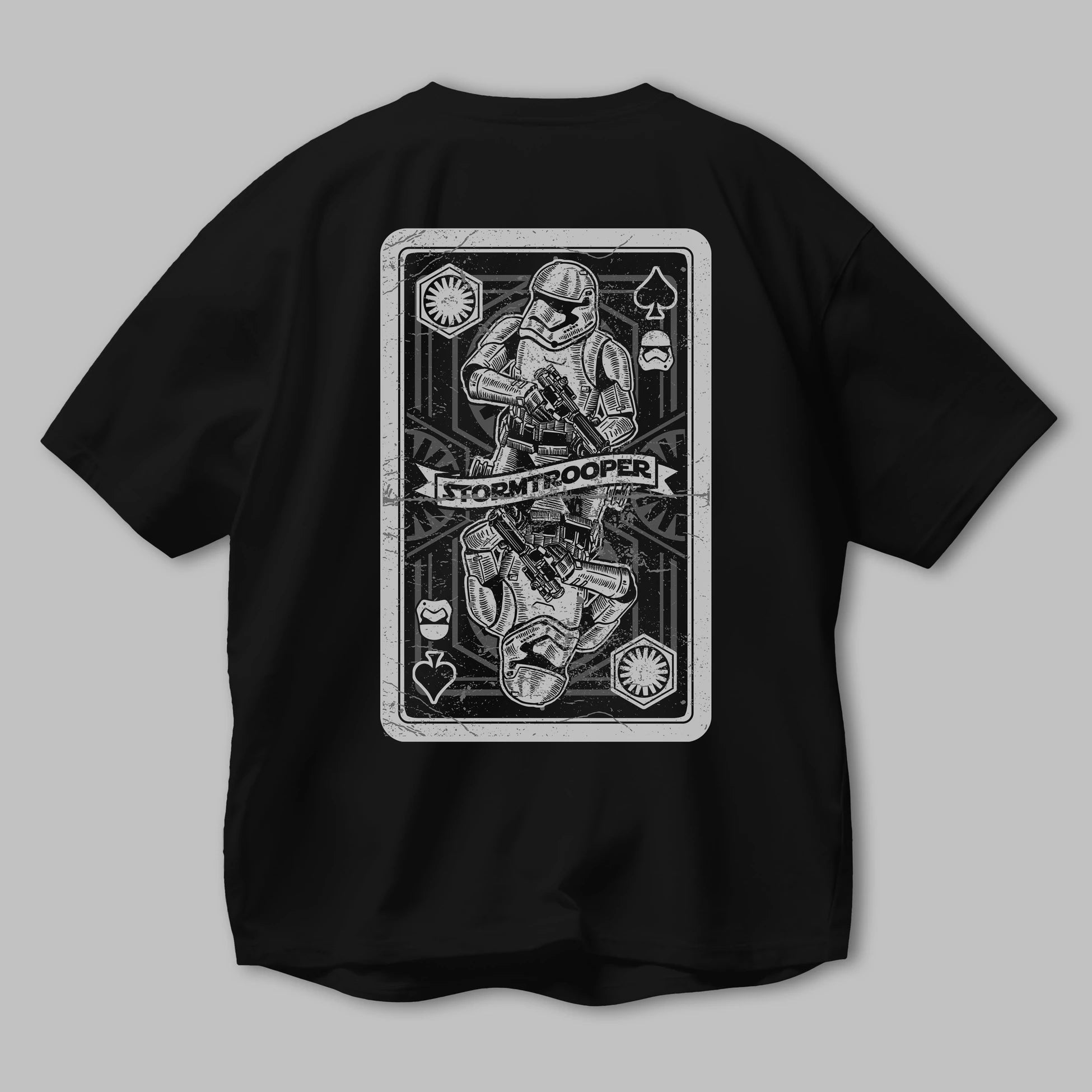 Stormtrooper Playing Card Arka Baskılı Oversize t-shirt Erkek Kadın Unisex %100 Pamuk
