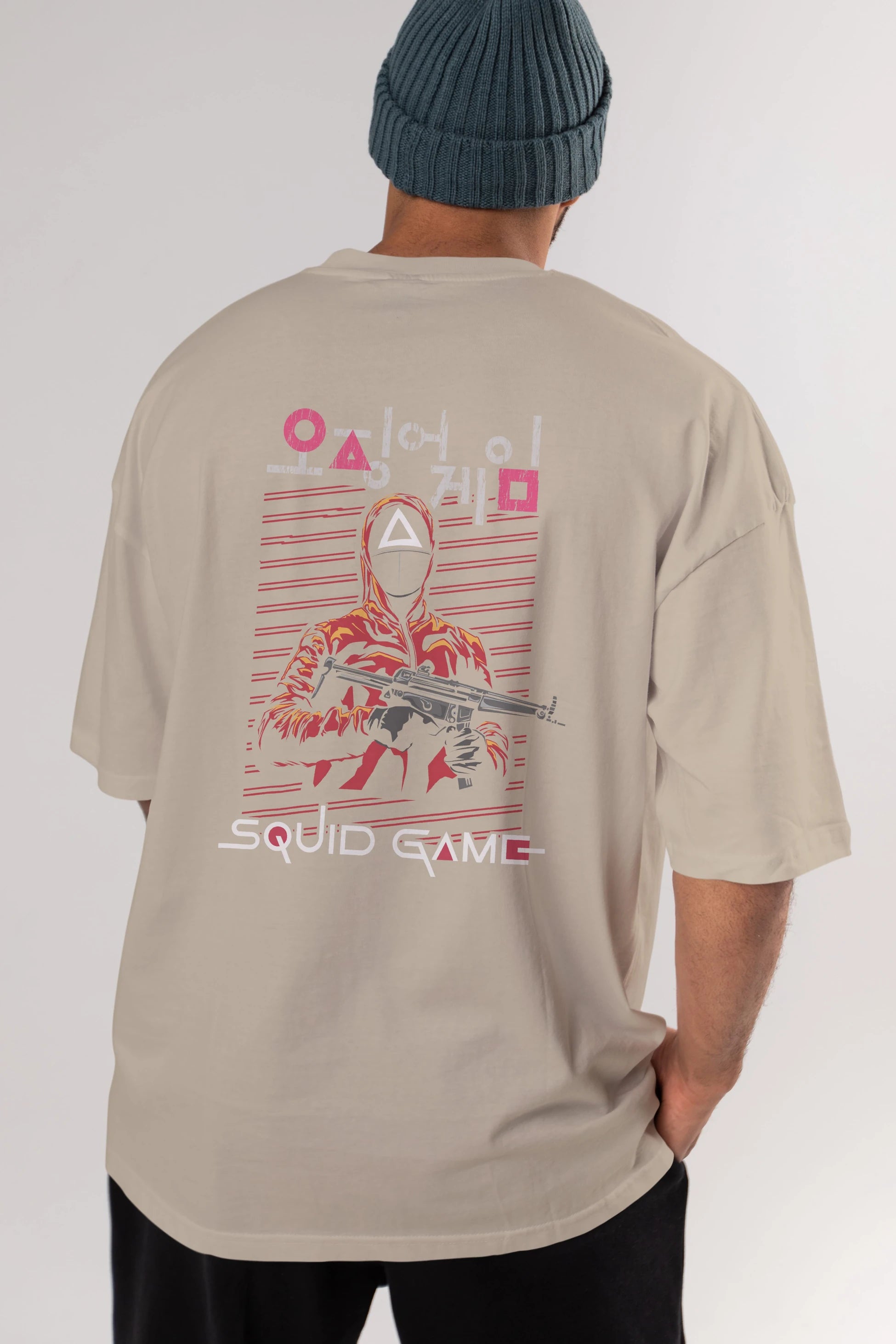 Squid Game (2) Arka Baskılı Oversize t-shirt Erkek Kadın Unisex %100 Pamuk Bisiklet Yaka tişort