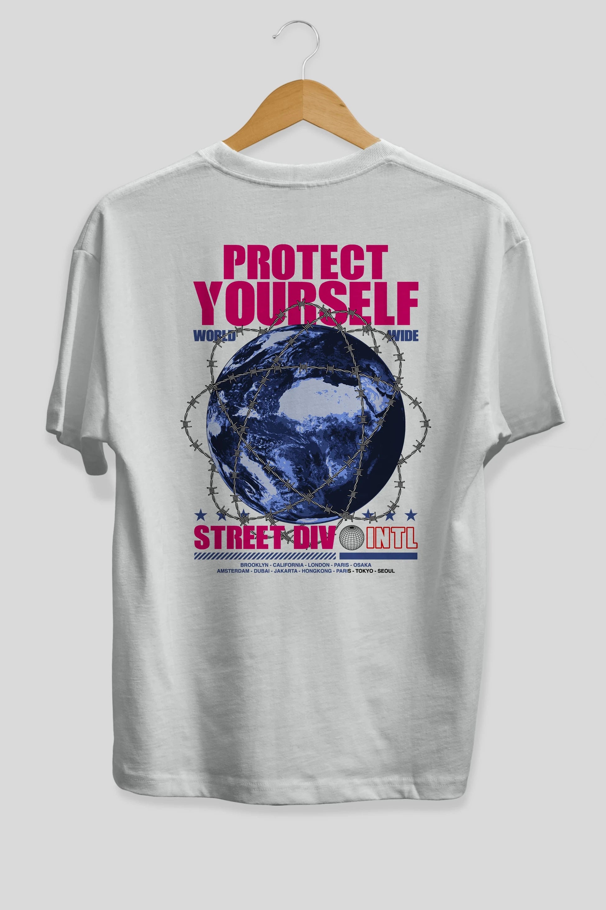 Protect Yourself Arka Baskılı Oversize t-shirt Erkek Kadın Unisex