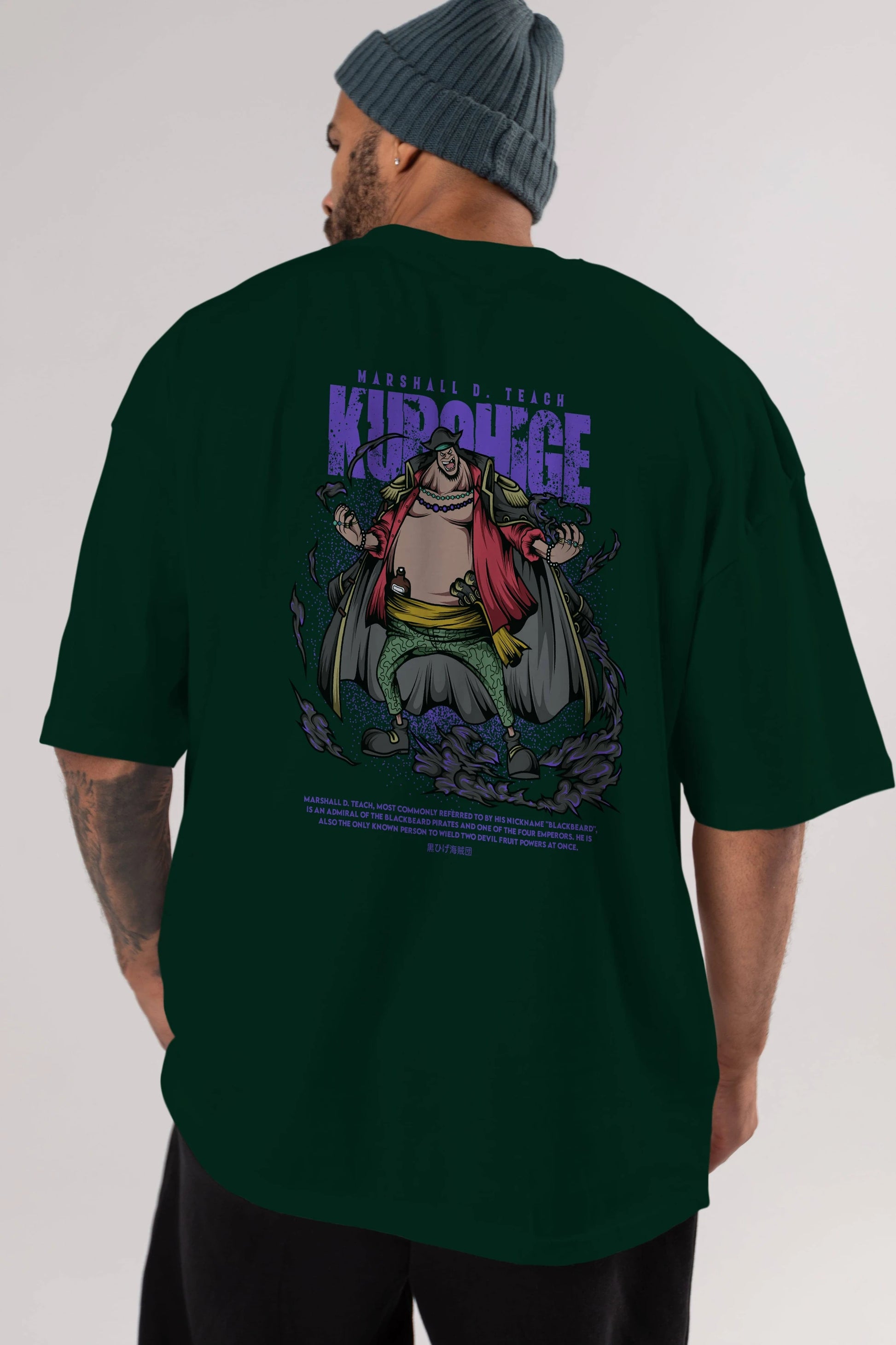 Marshall D. Teach Anime Arka Baskılı Oversize t-shirt Erkek Kadın Unisex