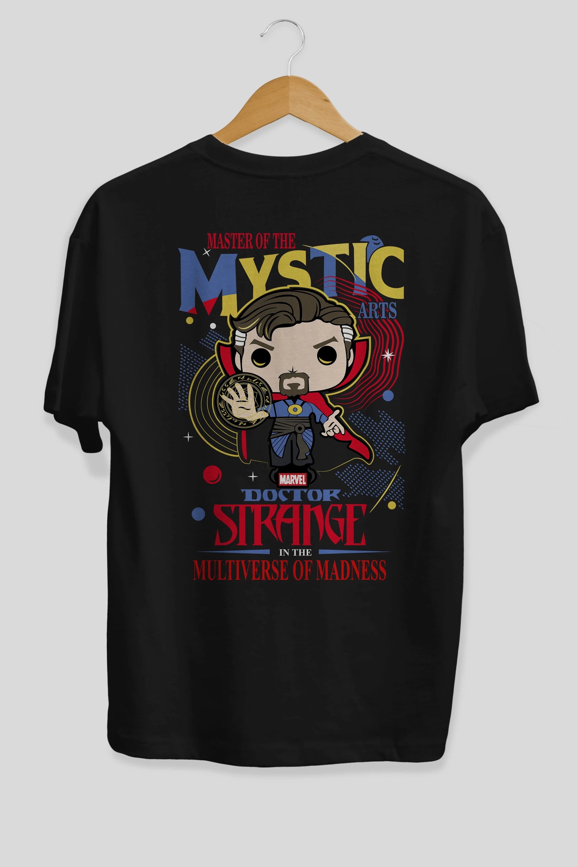 Doctor Strange Arka Baskılı Oversize t-shirt Erkek Kadın Unisex %100 Pamuk Bisiklet Yaka tişort