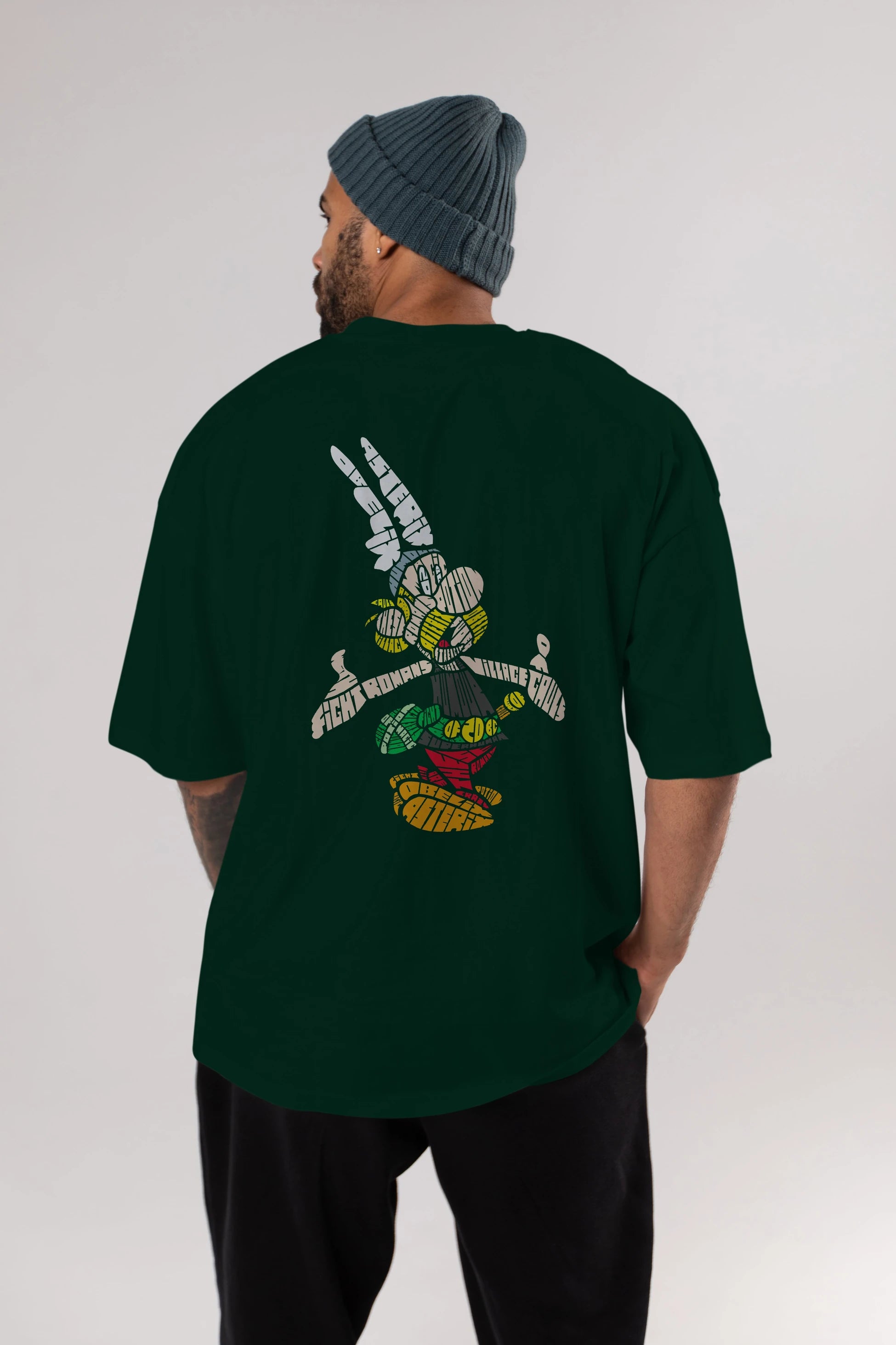 Asterix Arka Baskılı Oversize t-shirt %100 pamuk Erkek Kadın Unisex