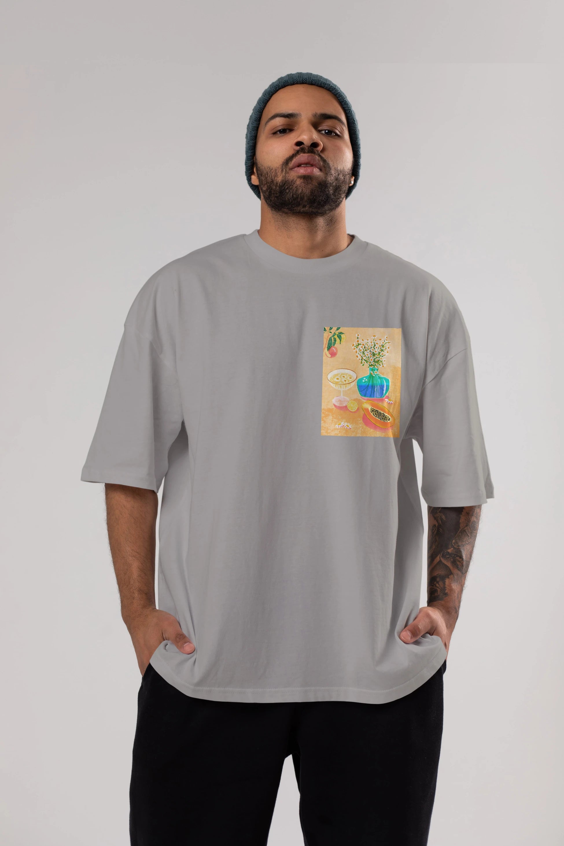 Cheers 2 Ön Sol Baskılı Oversize t-shirt Erkek Kadın Unisex %100 Pamuk Bisiklet Yaka tişort