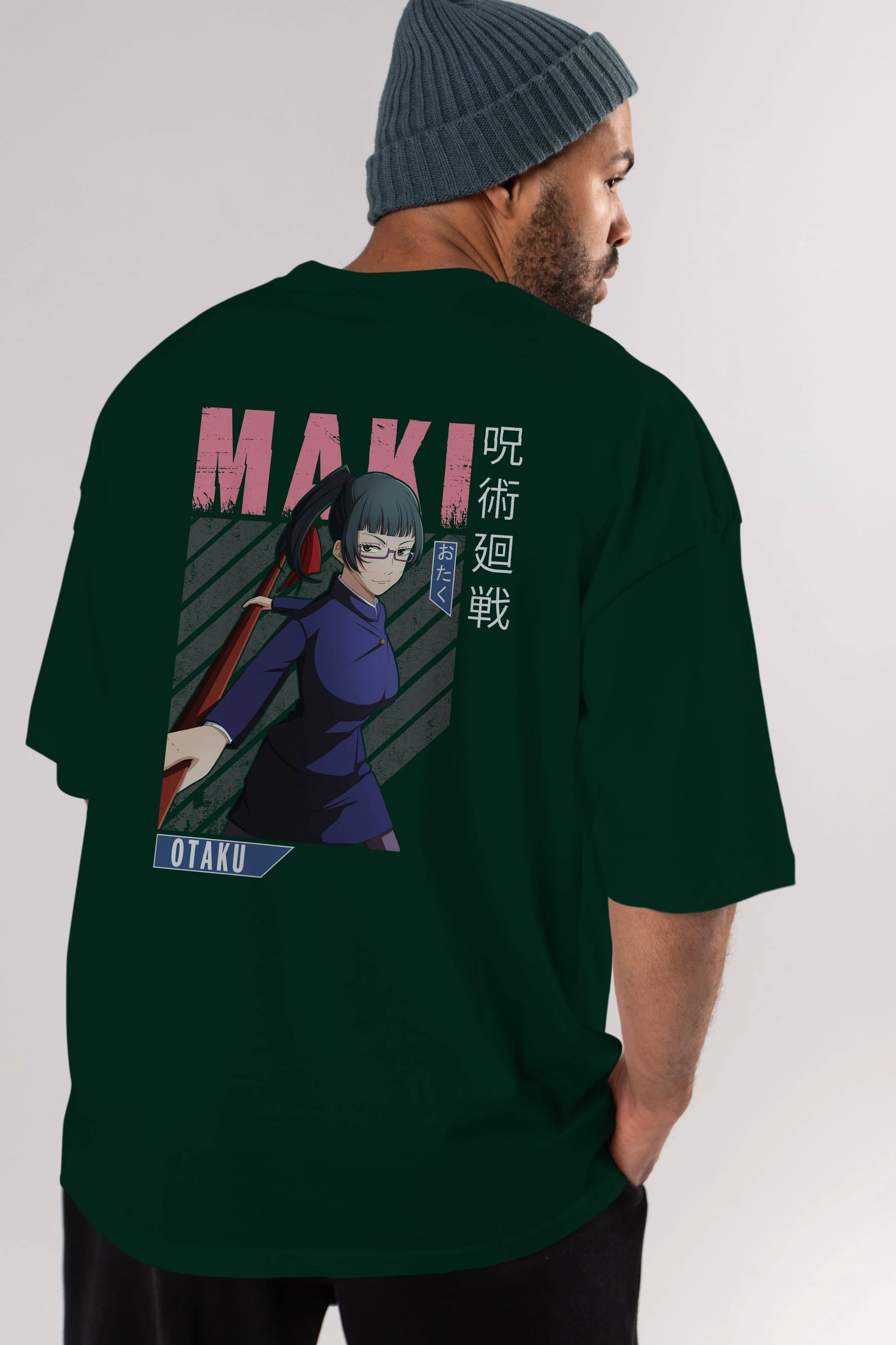 Maki Zenin CHAINSAWMAN Anime Arka Baskılı Oversize t-shirt Erkek Kadın Unisex