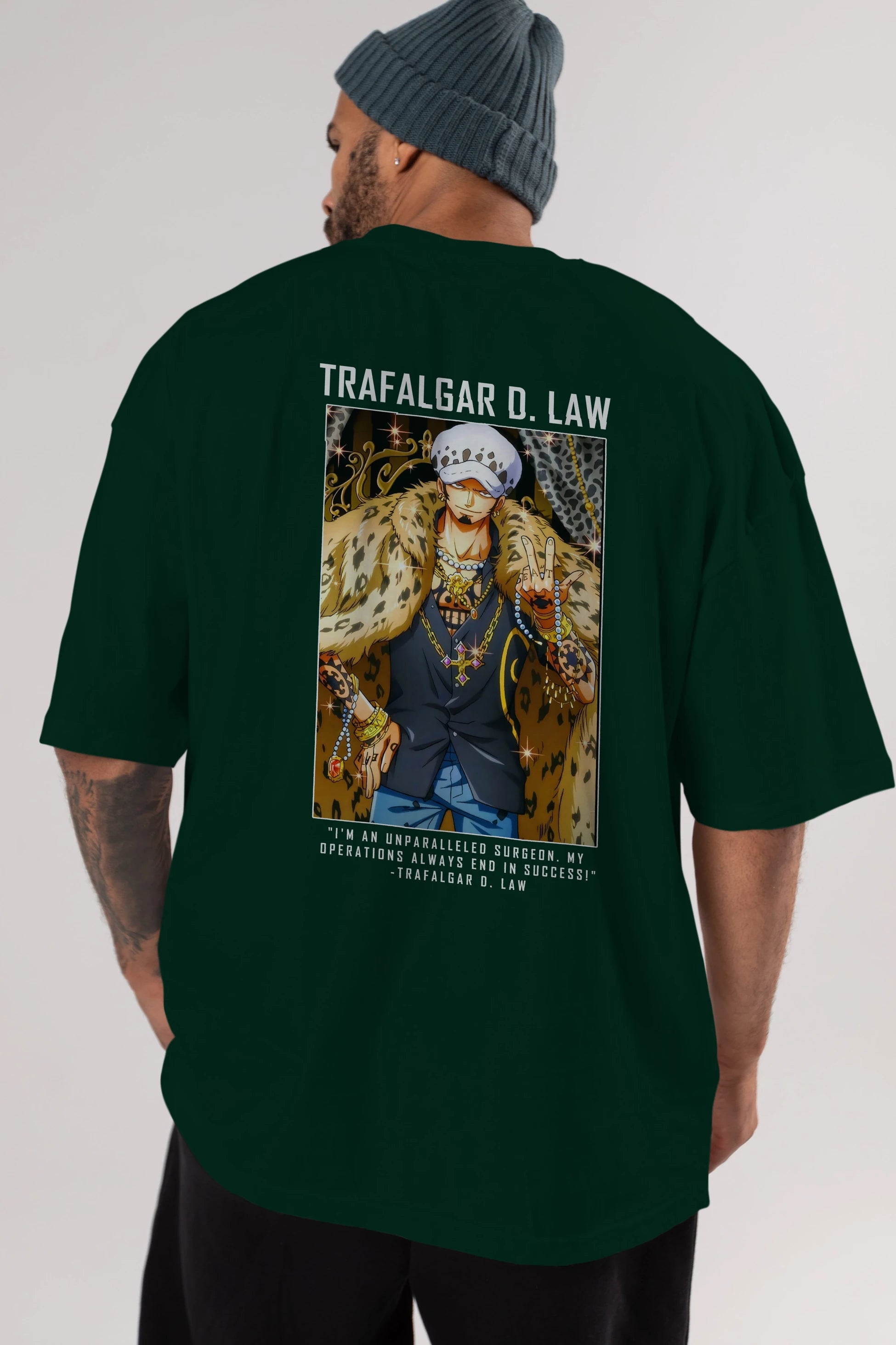Trafalgar D. Water Law 2 Anime Arka Baskılı Oversize t-shirt Erkek Kadın Unisex %100 pamuk tişort