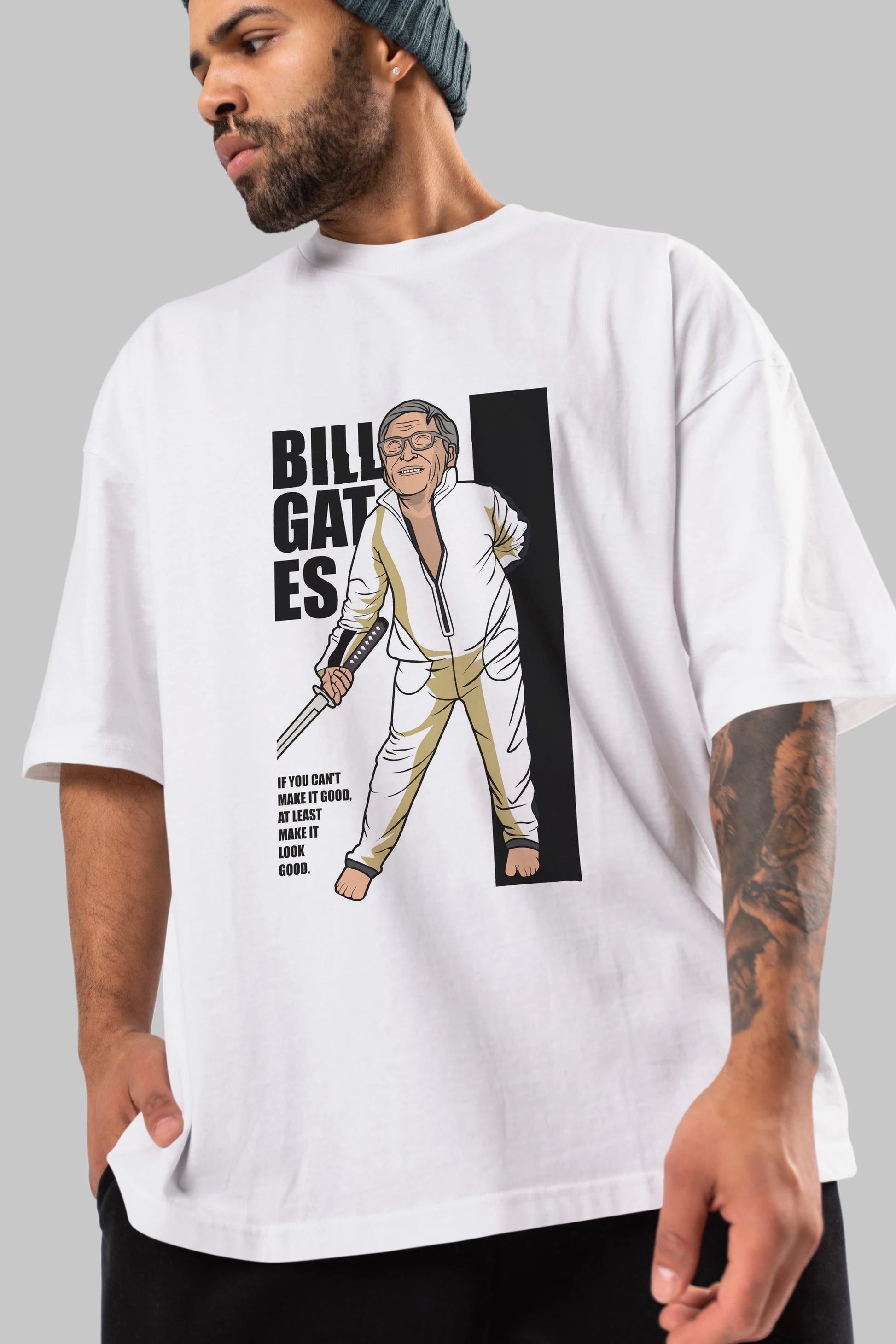 Bill Gates Ön Baskılı Oversize t-shirt Erkek Kadın Unisex %100 Pamuk tişort