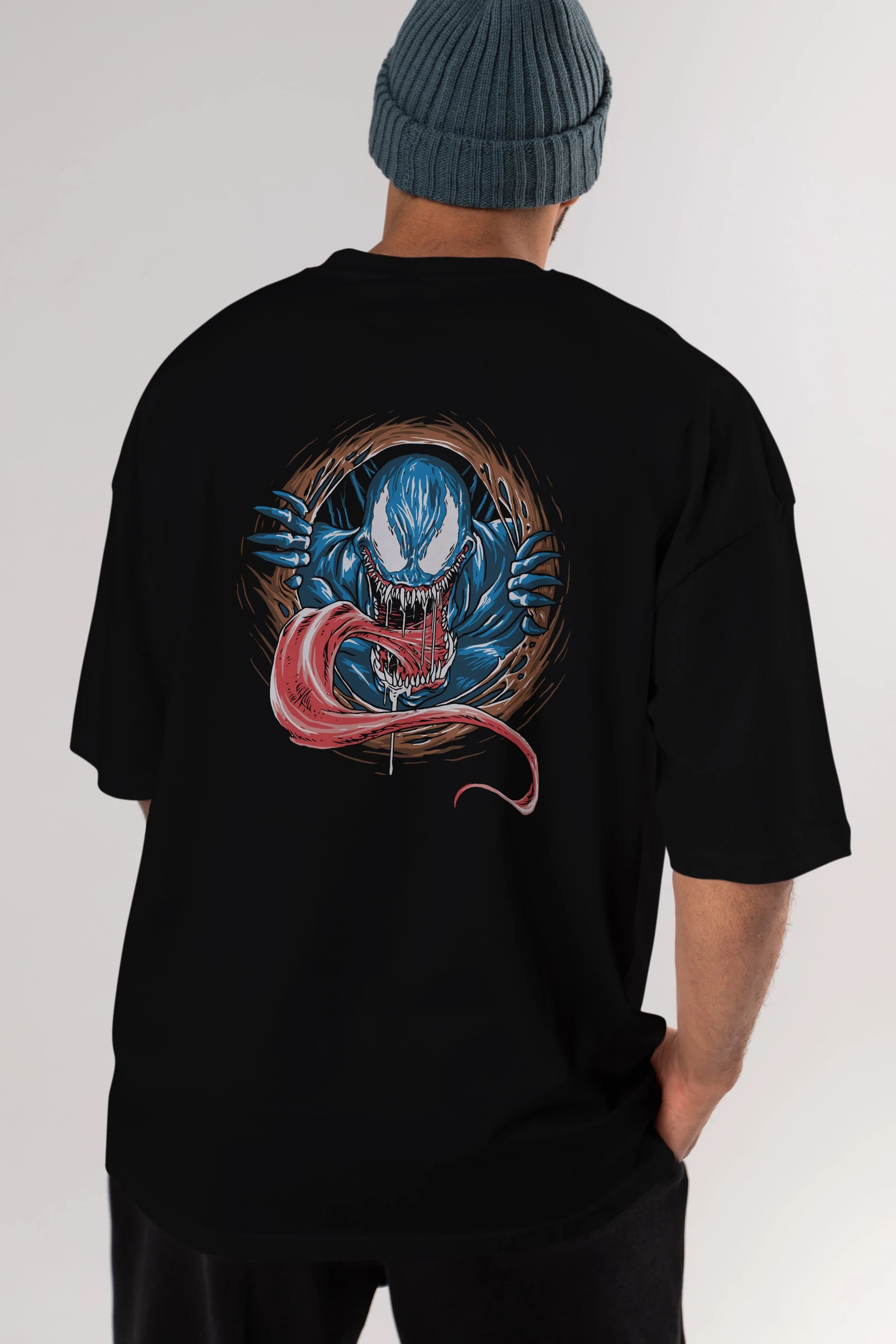 Venom (7) Arka Baskılı Oversize t-shirt Erkek Kadın Unisex %100 Pamuk Bisiklet Yaka tişort