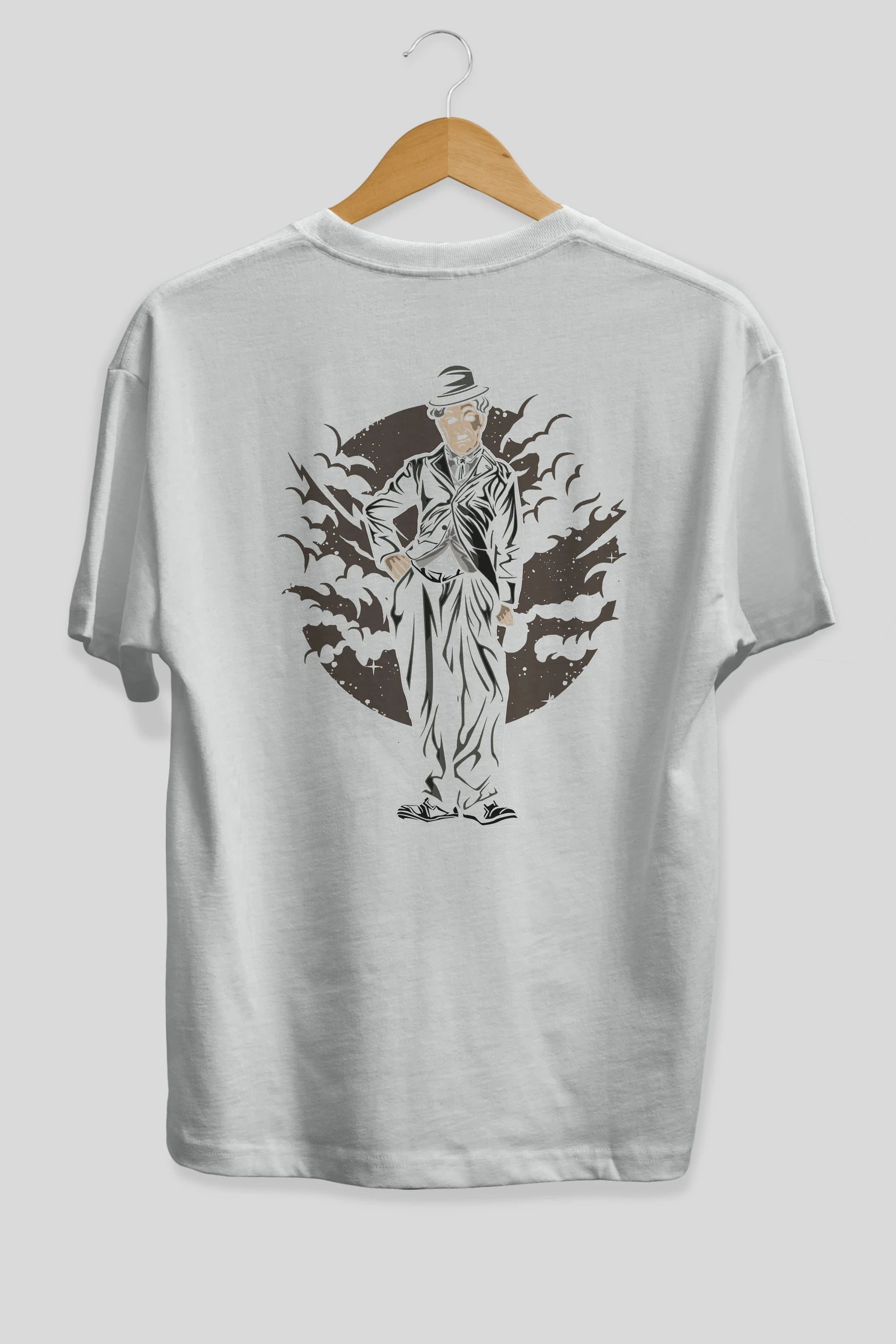 CHAPLIN Arka Baskılı Oversize t-shirt Erkek Kadın Unisex %100 Pamuk