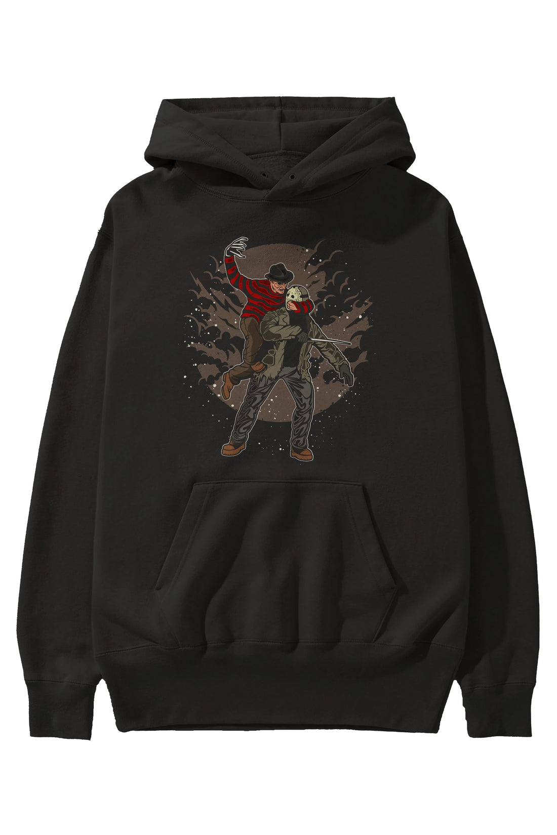 FREDDY VS JASON Ön Baskılı Hoodie Oversize Kapüşonlu Sweatshirt Erkek Kadın Unisex