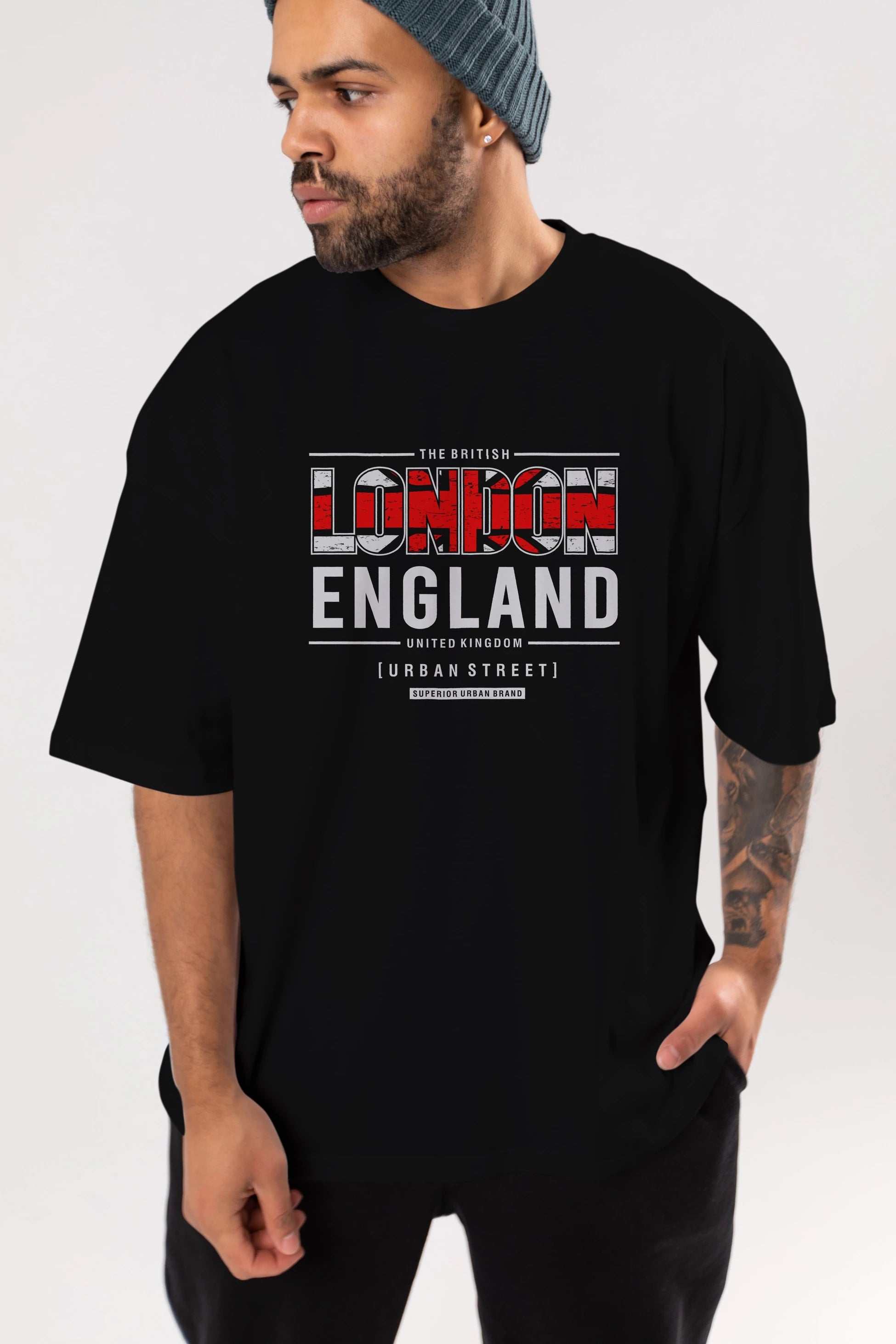 London England 2 Ön Baskılı Oversize t-shirt Erkek Kadın Unisex