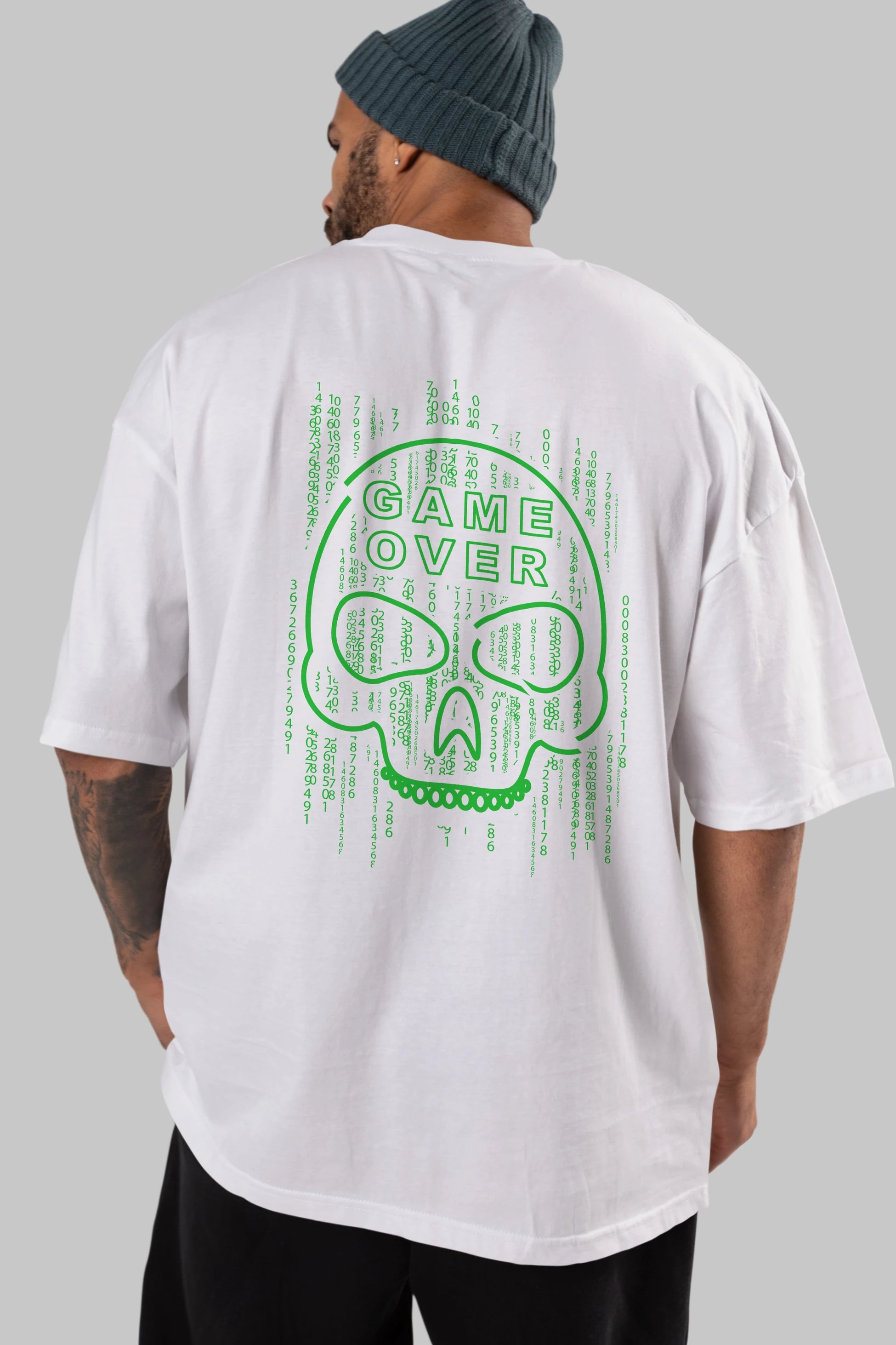 Game Over Arka Baskılı Oversize t-shirt Erkek Kadın Unisex