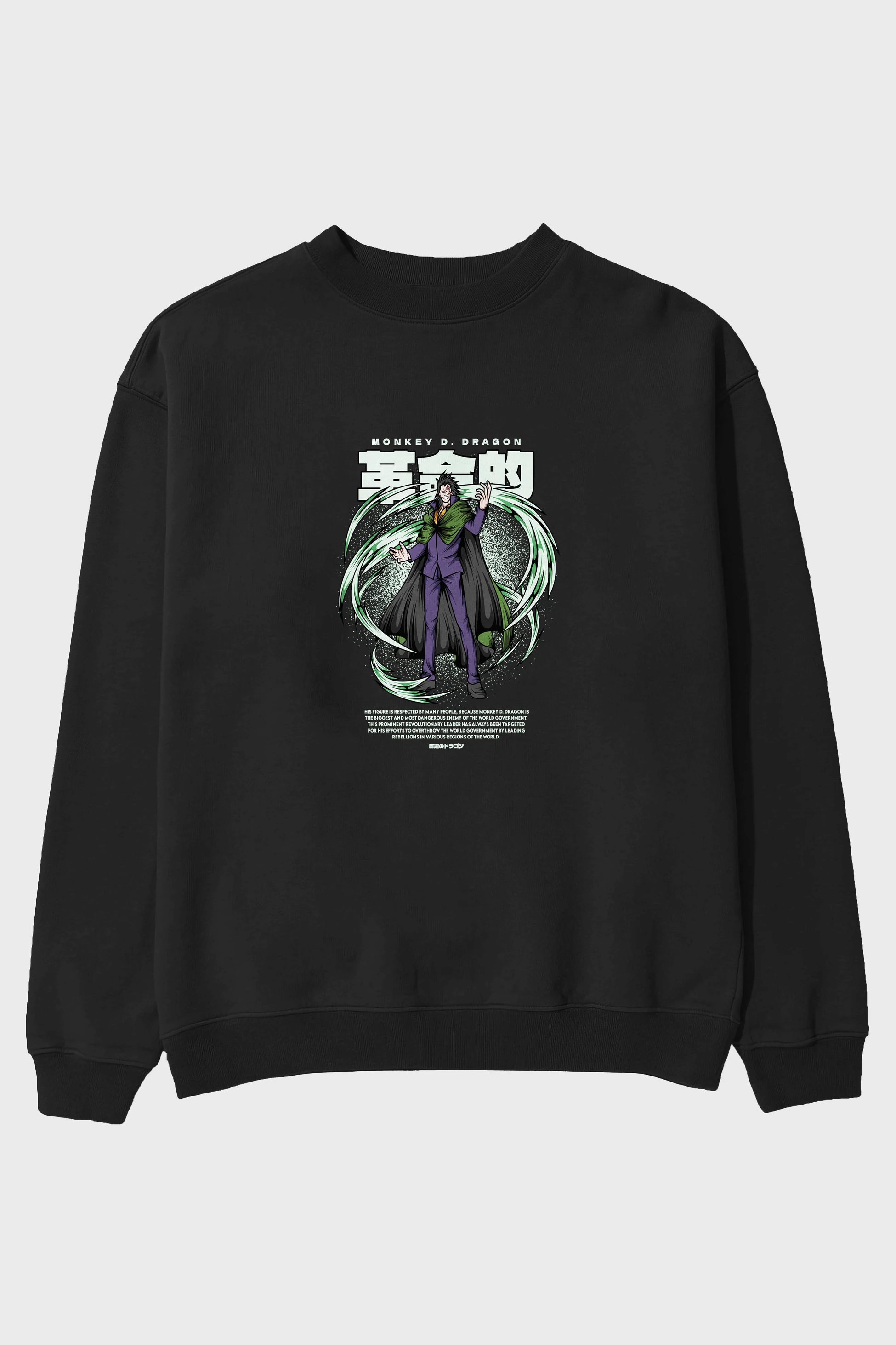 Monkey D. Dragon Anime Ön Baskılı Oversize Sweatshirt Erkek Kadın Unisex