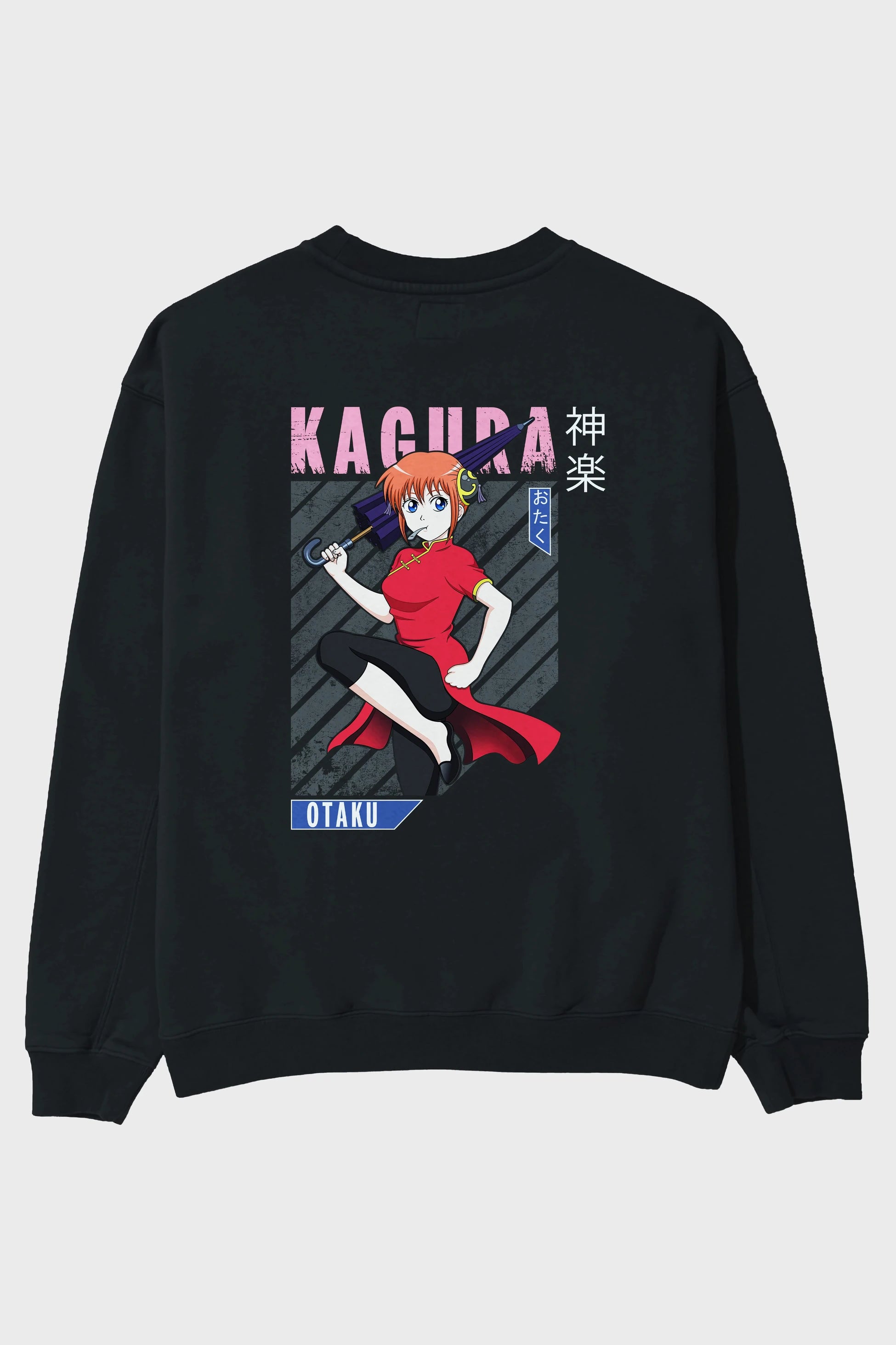 Kagura GINTAMA 1 Anime Arka Baskılı Oversize Sweatshirt Erkek Kadın Unisex