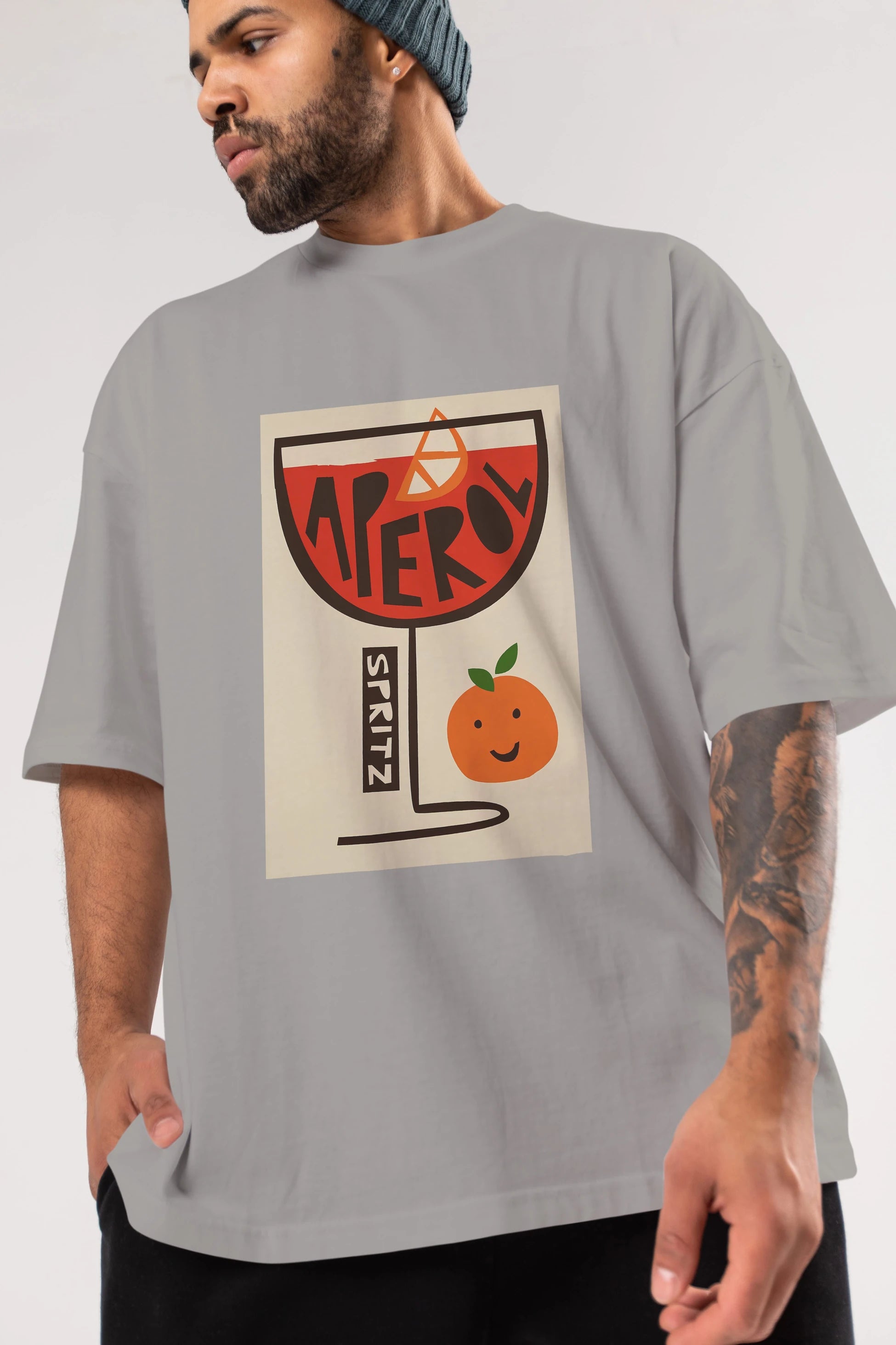 Aperol Spritz 9 Ön Baskılı Oversize t-shirt Erkek Kadın Unisex %100 Pamuk Bisiklet Yaka tişort