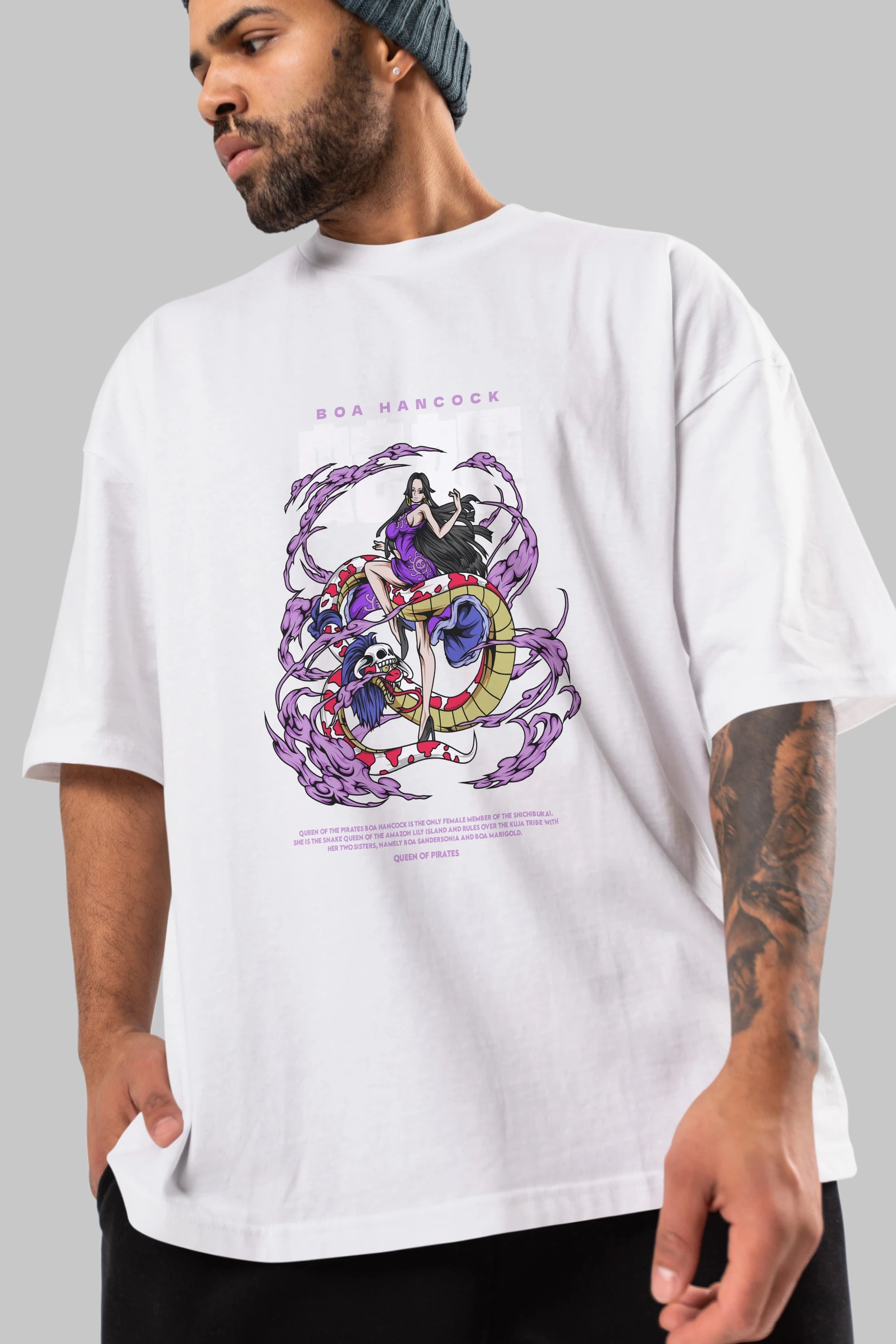 Boa Hancock Anime Ön Baskılı Oversize t-shirt %100 pamuk Erkek Kadın Unisex