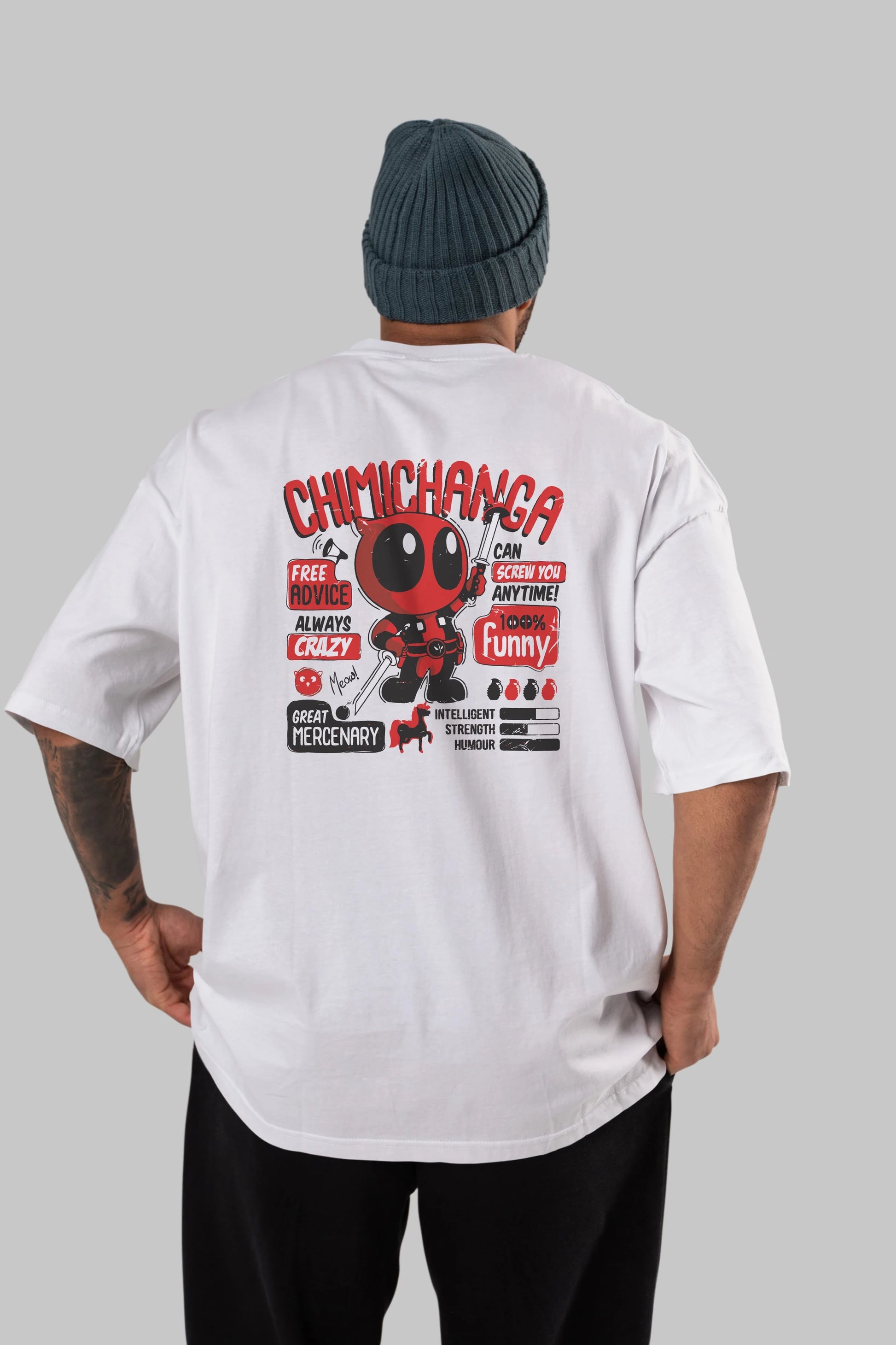 Deadpool (9) Arka Baskılı Oversize t-shirt Erkek Kadın Unisex %100 Pamuk Bisiklet Yaka tişort