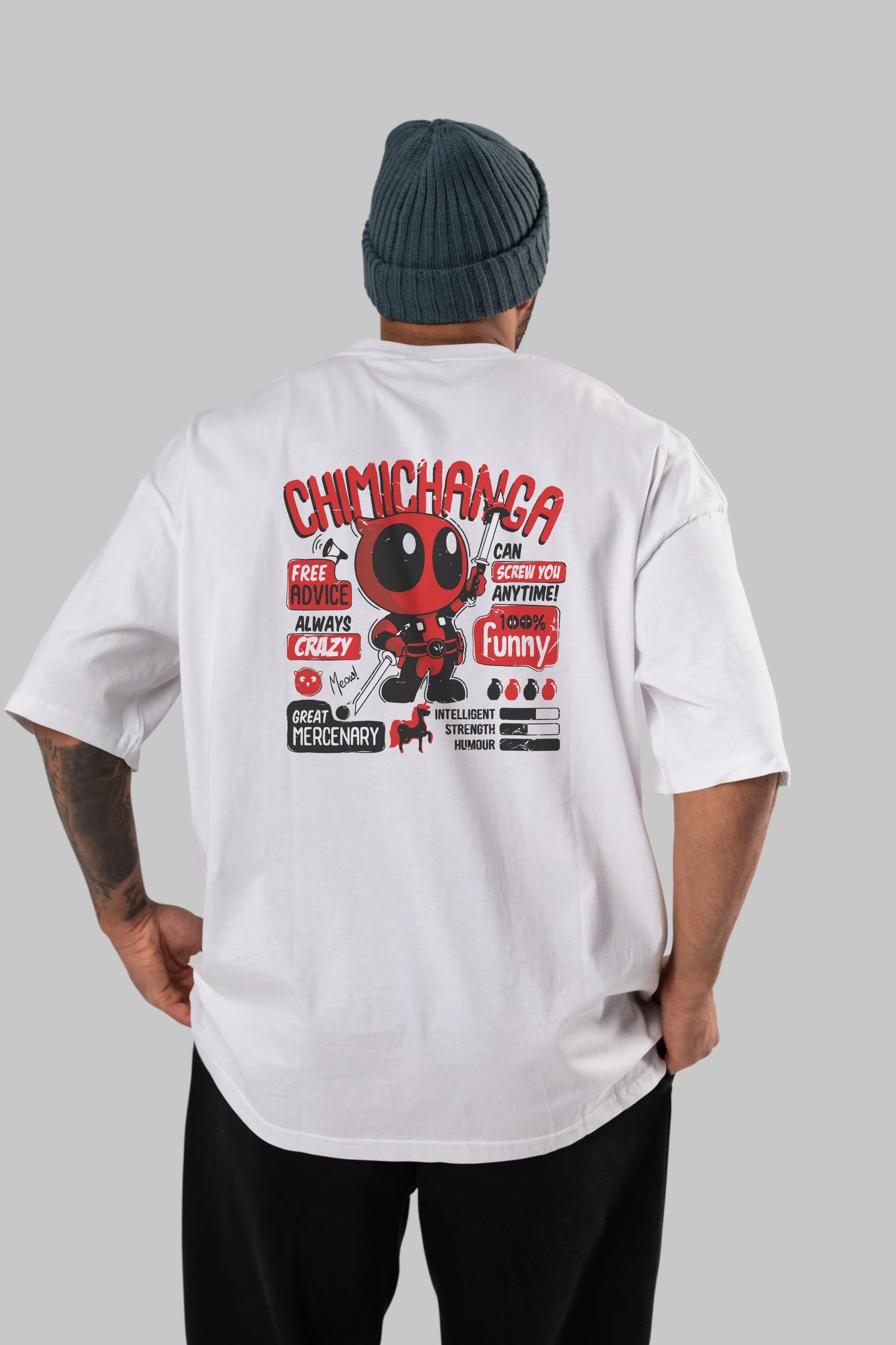 Deadpool (9) Arka Baskılı Oversize t-shirt Erkek Kadın Unisex %100 Pamuk Bisiklet Yaka tişort