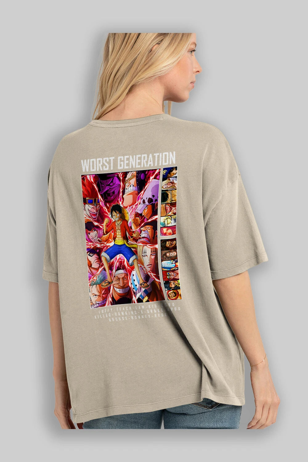 Worst Generation Anime Arka Baskılı Oversize t-shirt Erkek Kadın Unisex %100 pamuk tişort