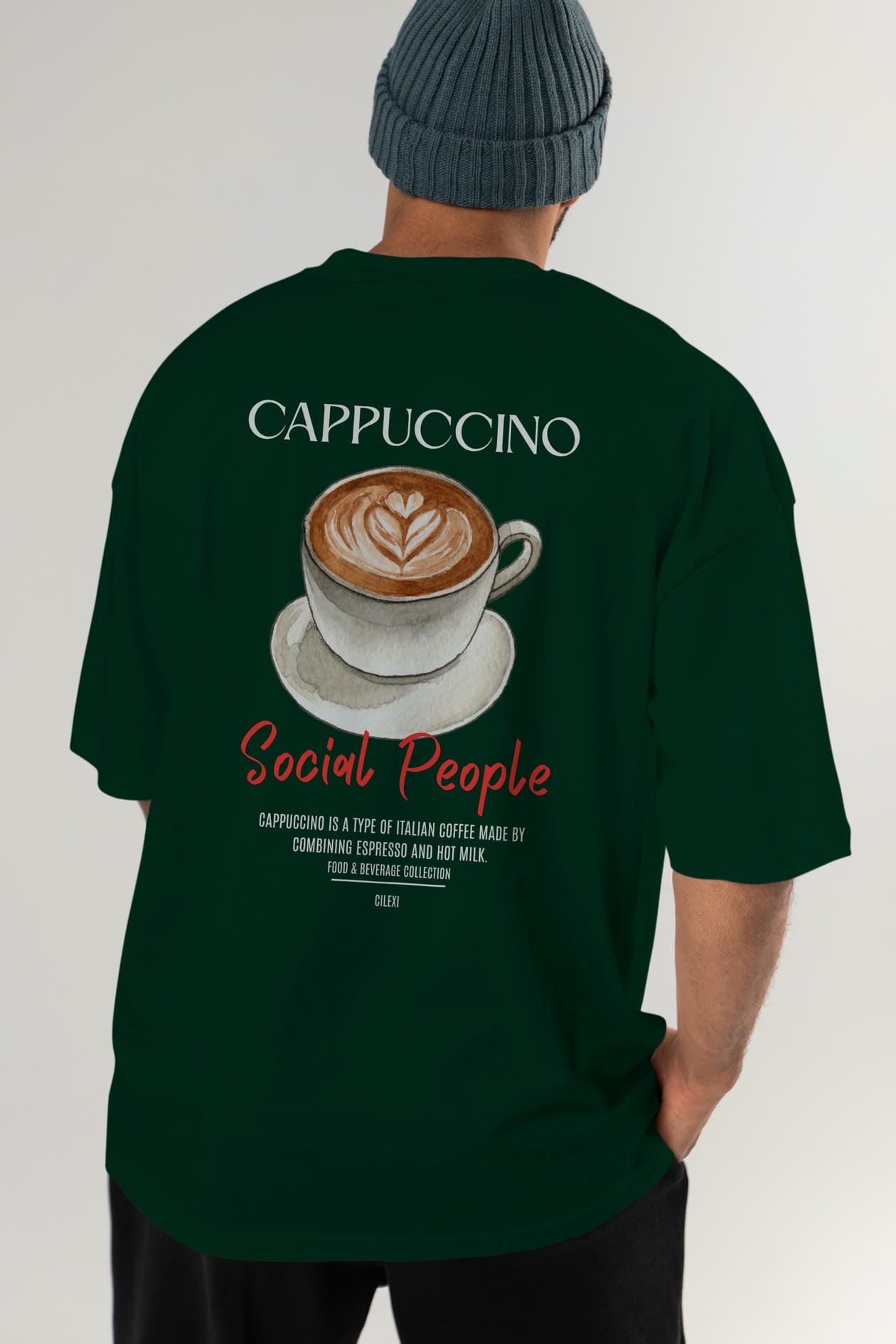 Cappuccino Kokteyl Serisi Baskılı Oversize t-shirt Erkek Kadın Unisex %100 Pamuk Bisiklet Yaka tişort