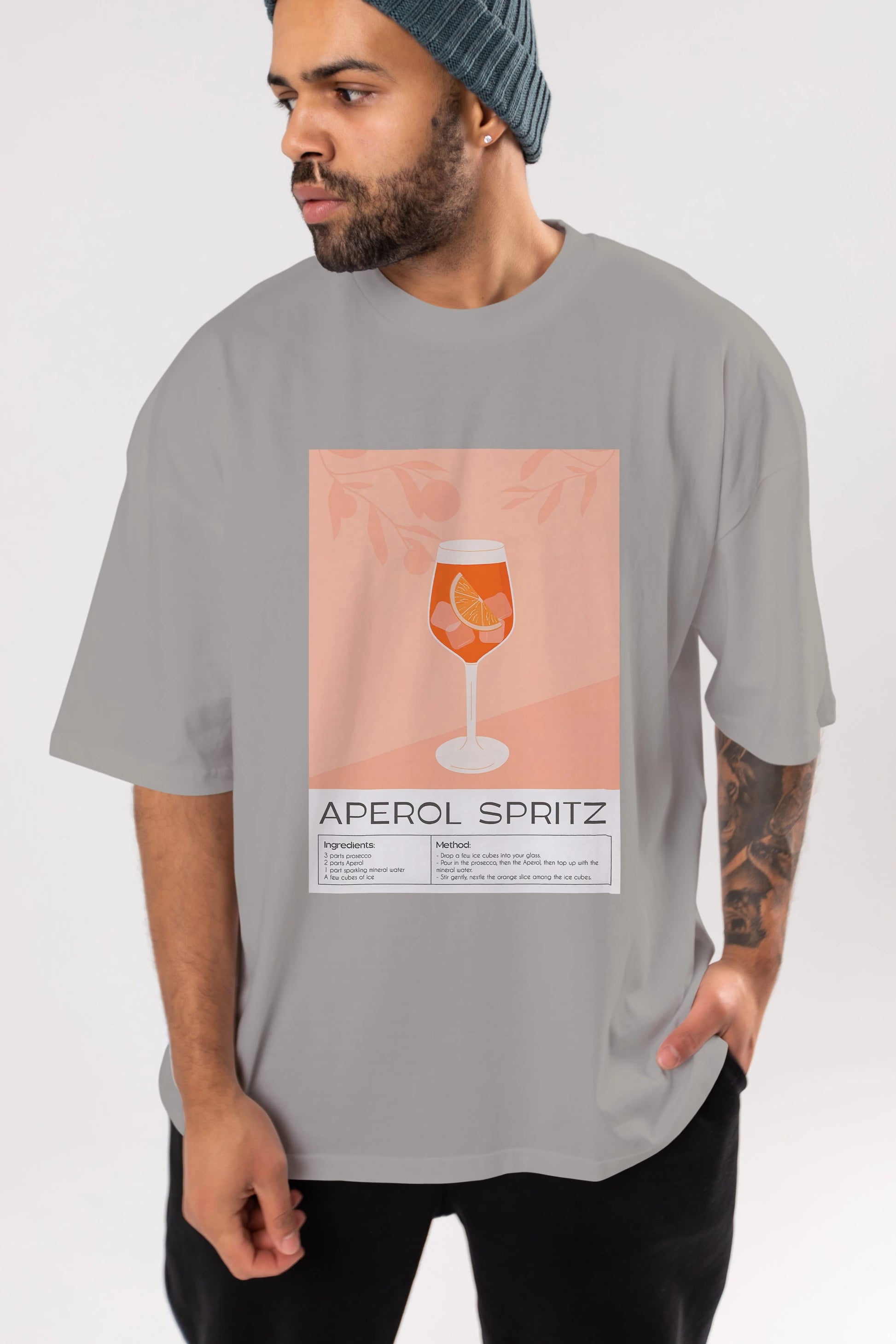 Aperol Spritz 7 Ön Baskılı Oversize t-shirt Erkek Kadın Unisex %100 Pamuk Bisiklet Yaka tişort