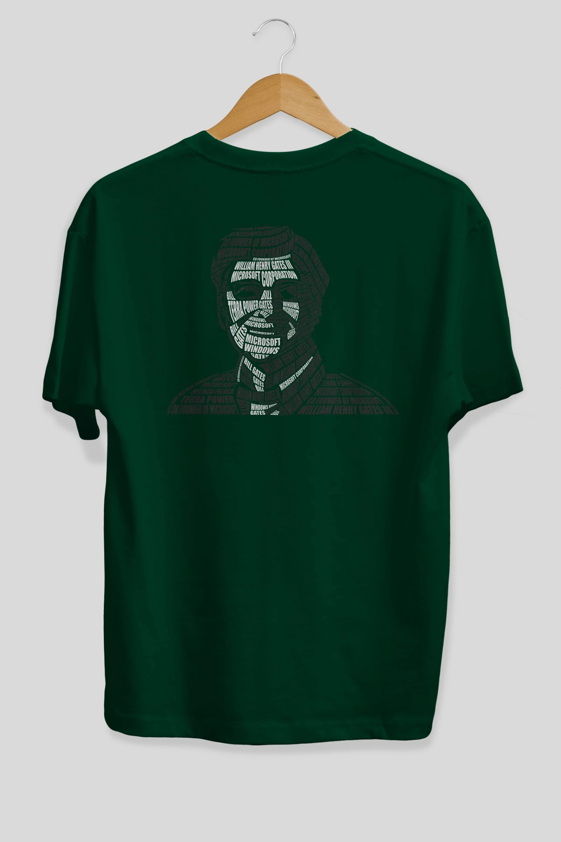 Bill Gates Calligram Arka Baskılı Oversize t-shirt %100 pamuk Erkek Kadın Unisex