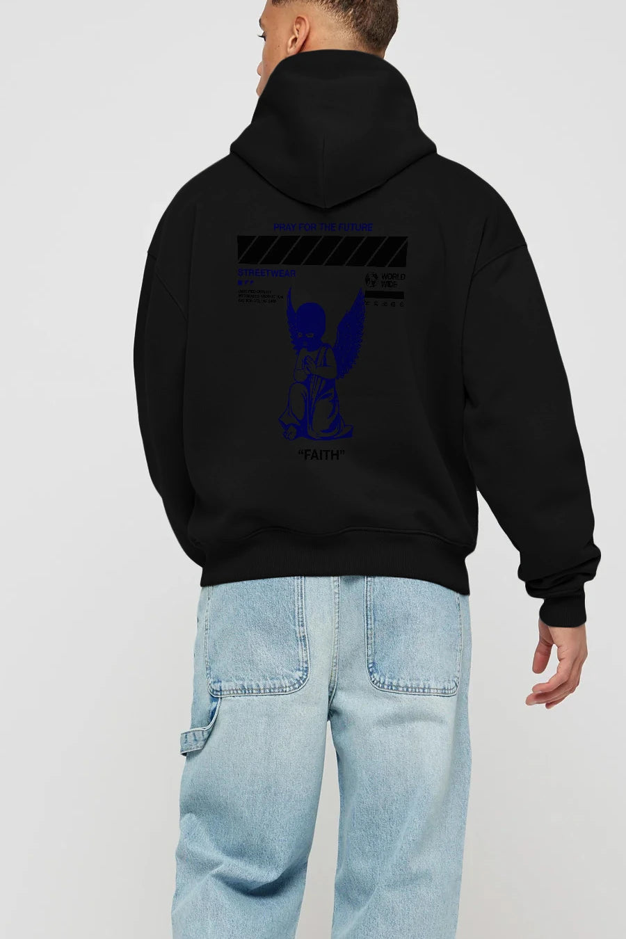 Pray for The Future Arka Baskılı Hoodie Oversize Kapüşonlu Sweatshirt Erkek Kadın Unisex
