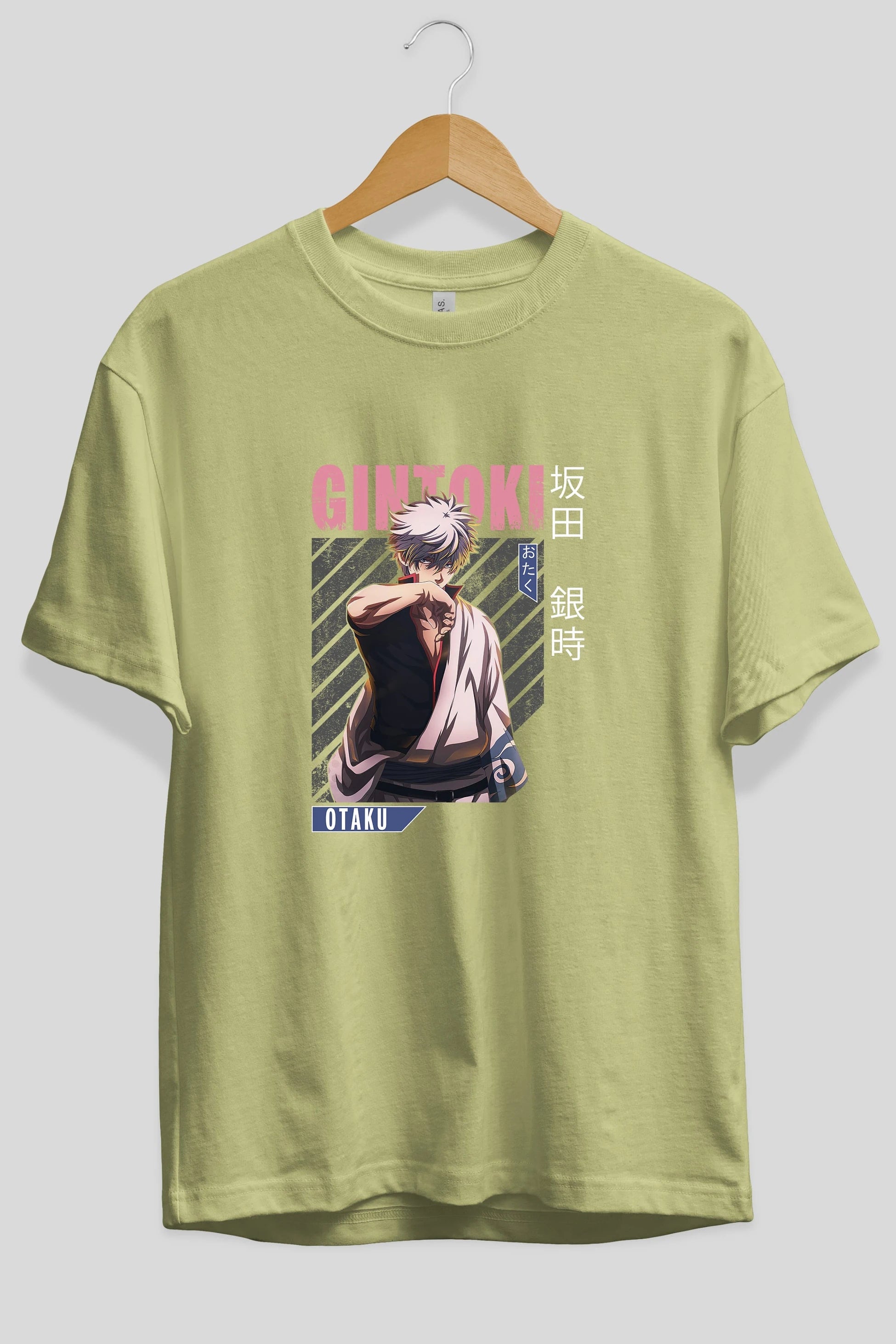 Gintoki Sakata Anime Ön Baskılı Oversize t-shirt %100 pamuk Erkek Kadın Unisex