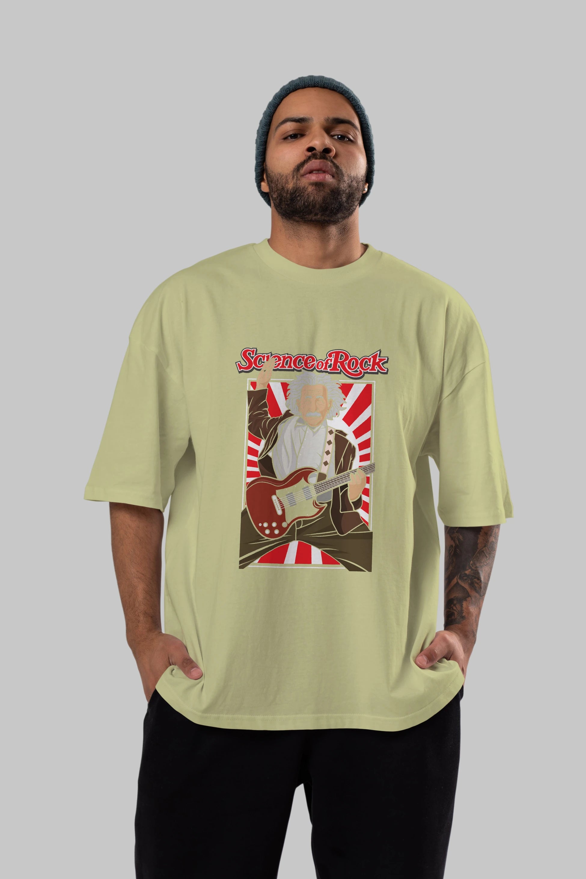 Einstein Science Of Rock Ön Baskılı Oversize t-shirt Erkek Kadın Unisex %100 Pamuk tişort